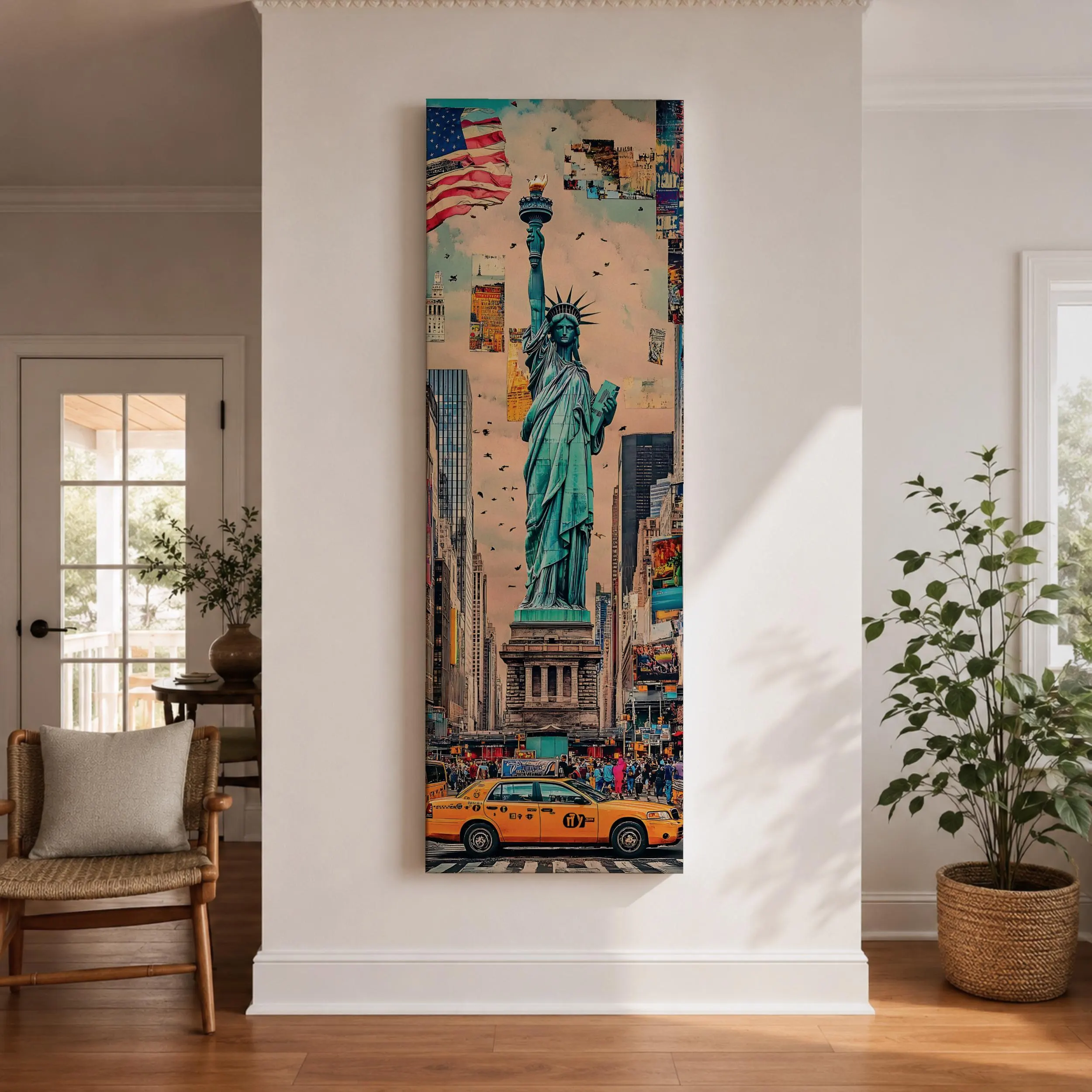 Tall Narrow Statue of Liberty Wall Art, New York Canvas Print, NYC Vertical Decor