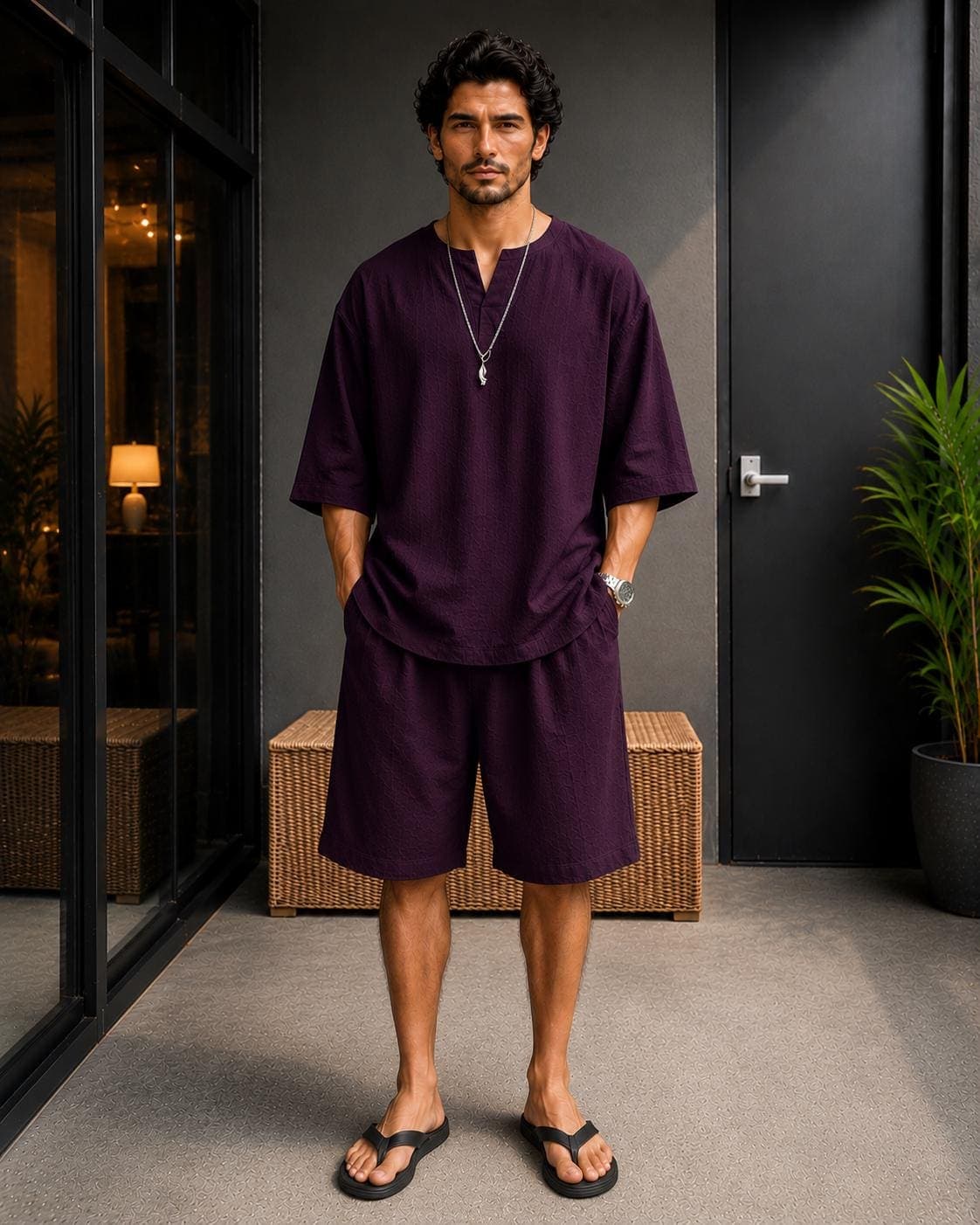 Men's Linen Short Set | Summer Lounge Wear, Casual Vacation Outfit, Custom Made