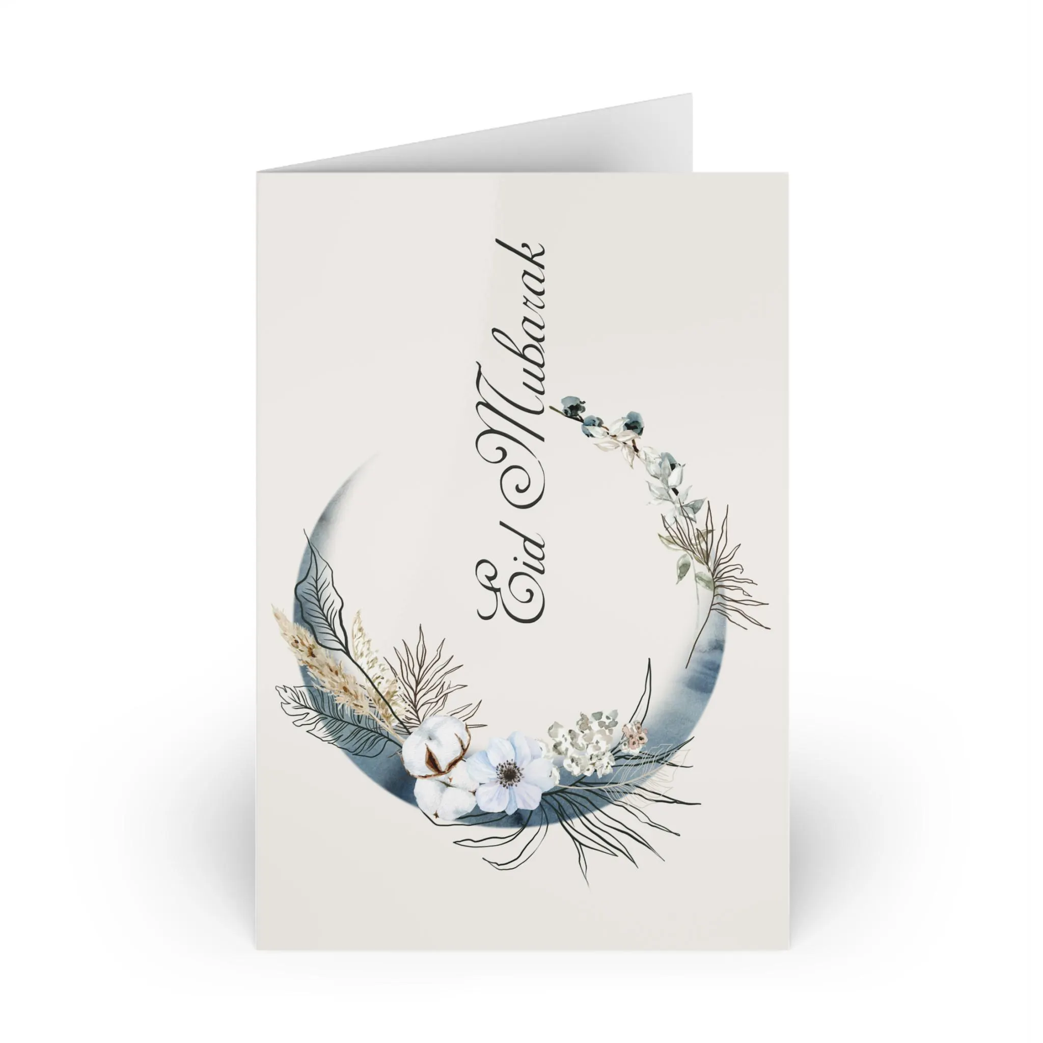 Elegant Eid Greeting Cards Set, Eid Mubarak Cards, Islamic Holiday Cards, 1 or 10-pc Options, Perfect for Celebrations