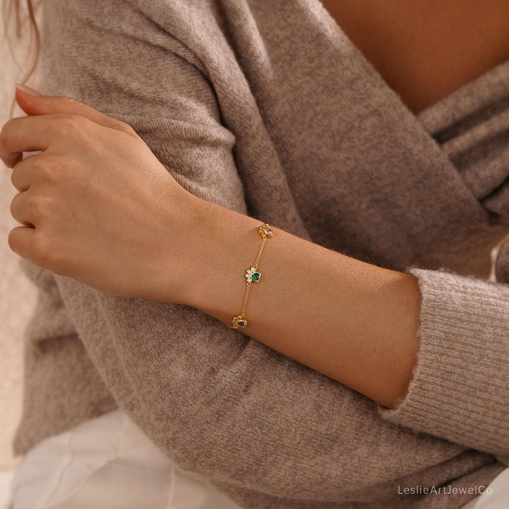 Pet Birthstone Bracelet, Dog/Cat Paw Bracelet, Personalized Pet Bracelet, Dog Mom Gifts, Pet Lover Gifts, Birthstone Jewelry, Birthday Gifts - image 4