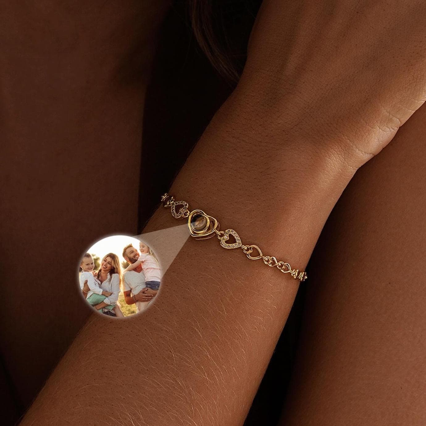 Photo Projection Bracelet, Heart Bracelet, Personalized Picture Inside Bracelet for Women, Memorial Photo Bracelet for Her,Memorial Pet Gift