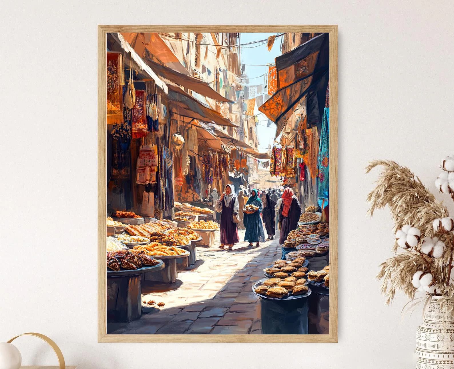 Gaza Eid Market Art Print: Festive Baklava & Ma’amoul