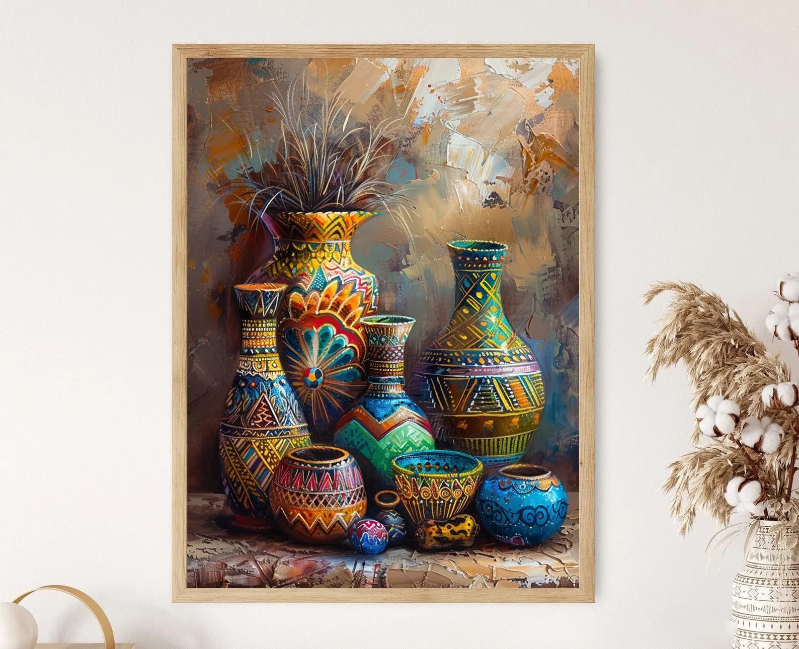 Traditional African Pottery Painting, Folk Art Ceramic Print