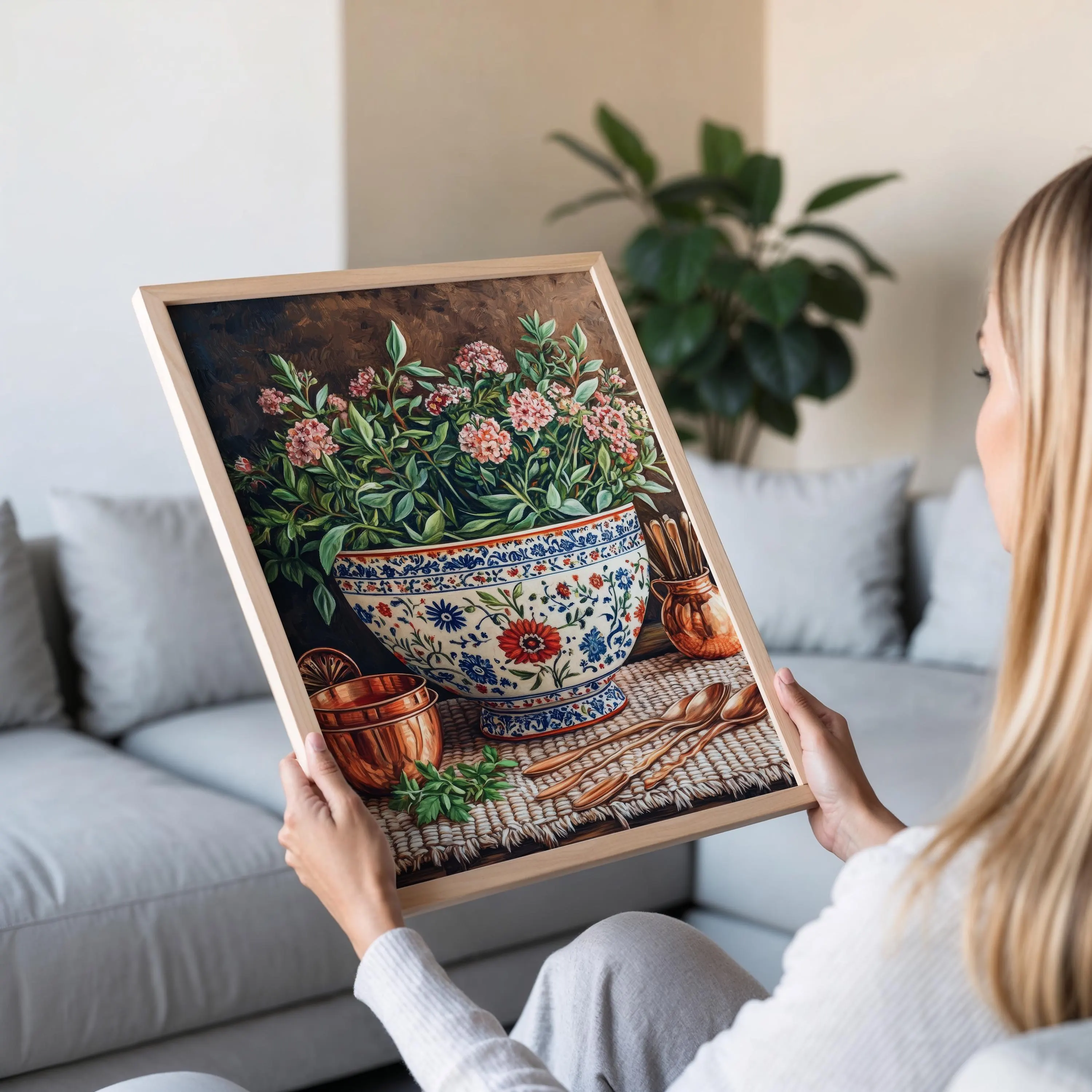 Azerbaijani Ceramic Bowl Ornament Art Print, Traditional Kitchen Decor Poster - image 4