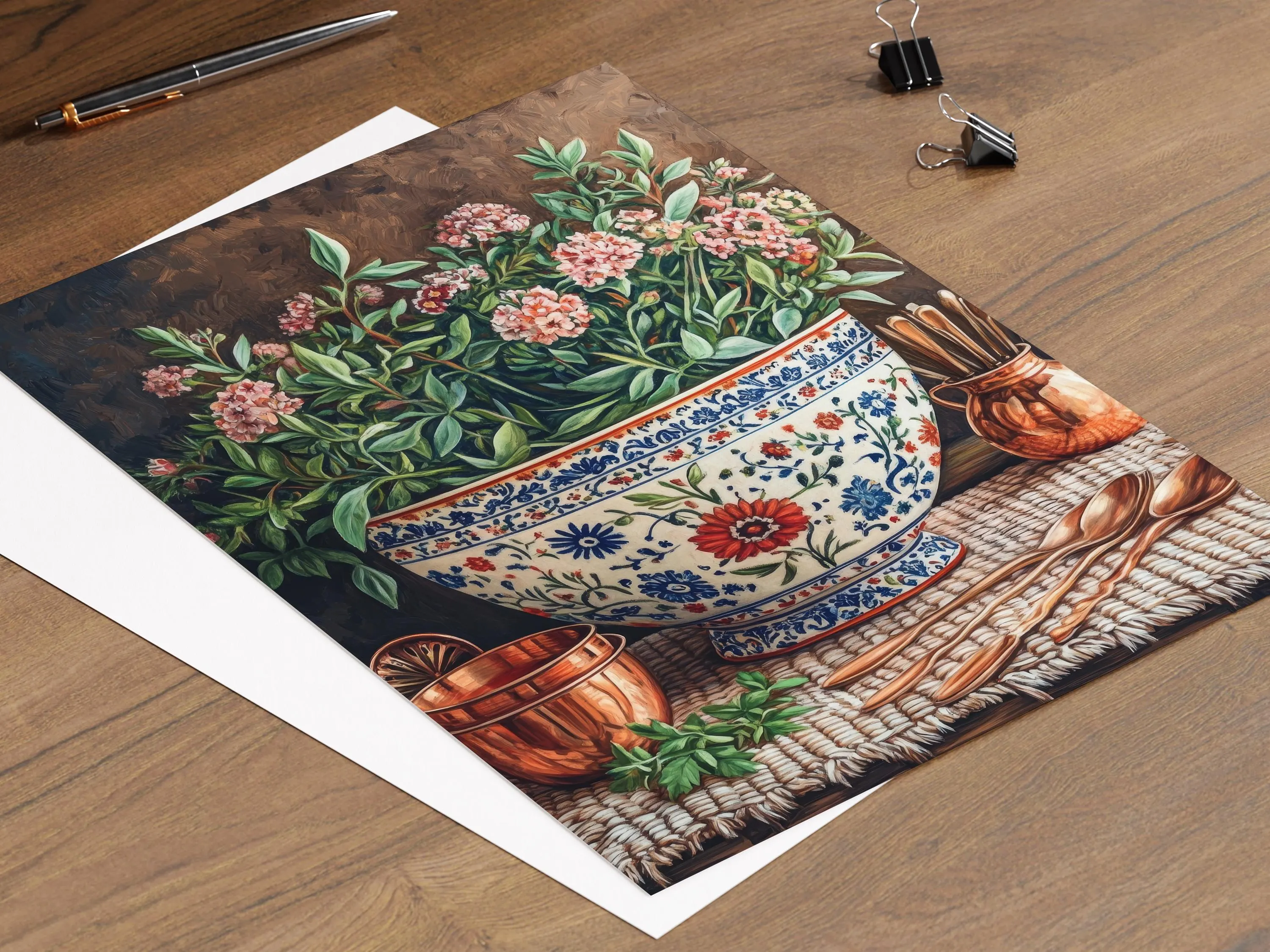 Azerbaijani Ceramic Bowl Ornament Art Print, Traditional Kitchen Decor Poster - image 3