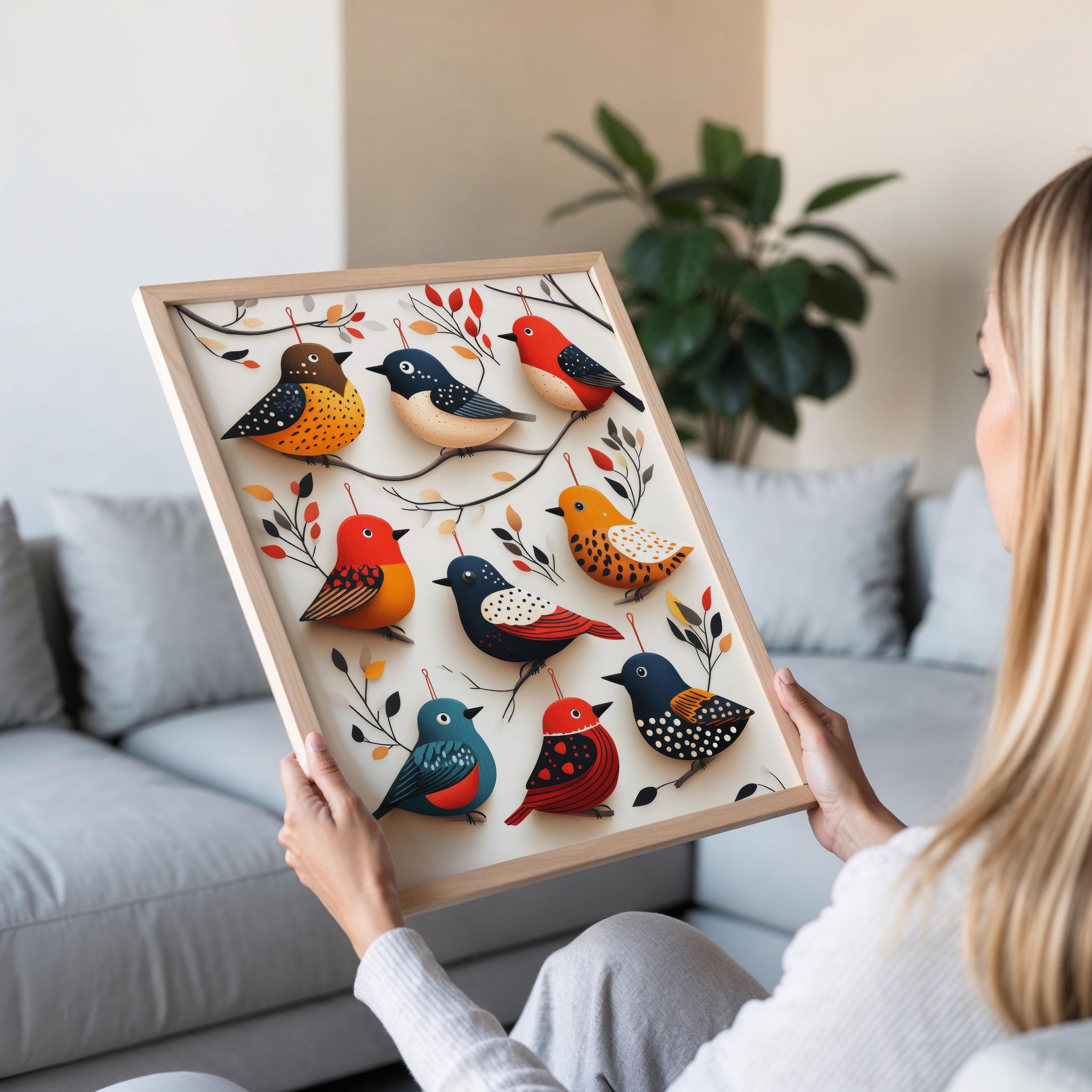Polish Wycinanki Bird Ornament Illustration, Folk Wooden Art Print - image 5