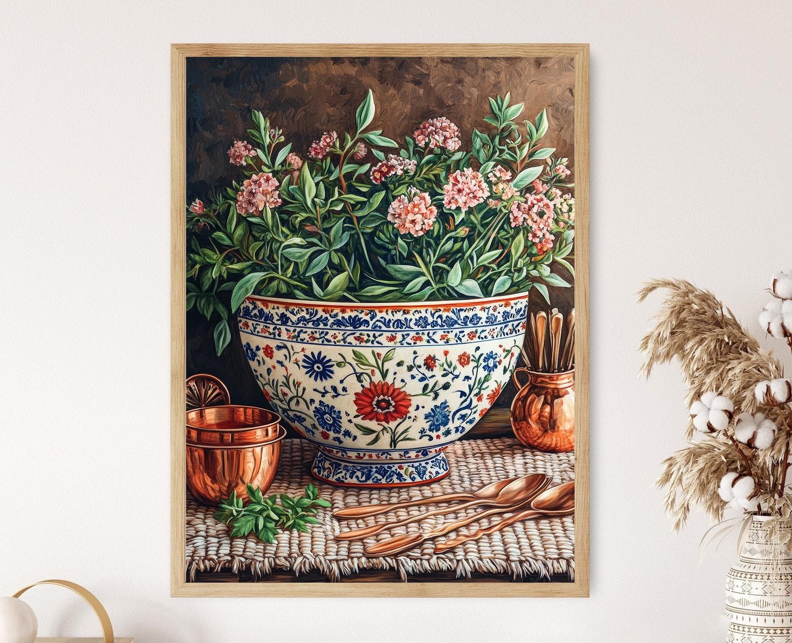 Azerbaijani Ceramic Bowl Ornament Art Print, Traditional Kitchen Decor Poster