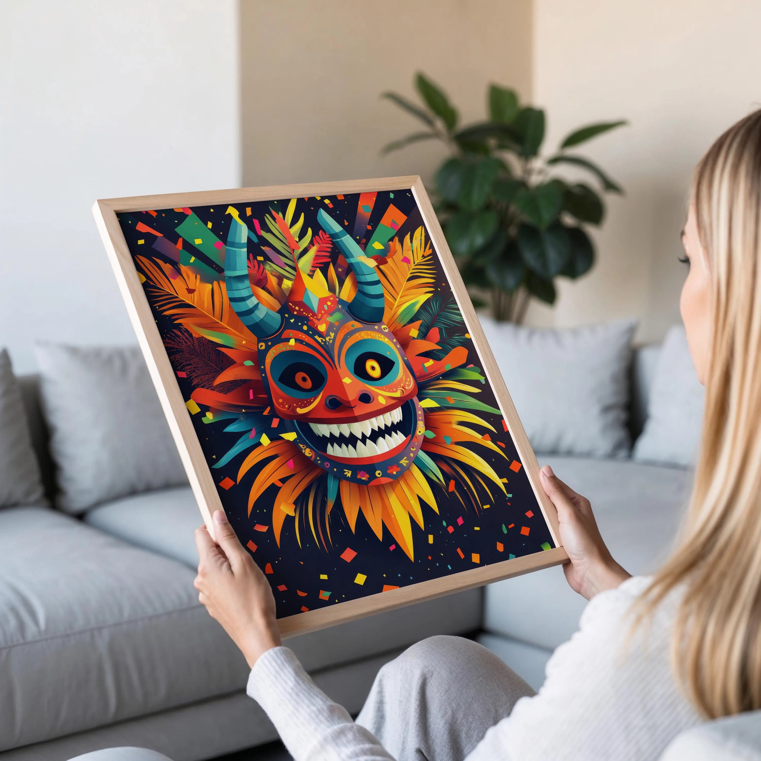 Vejigante Mask Art Print: Puerto Rican Festival Folk Poster - image 5