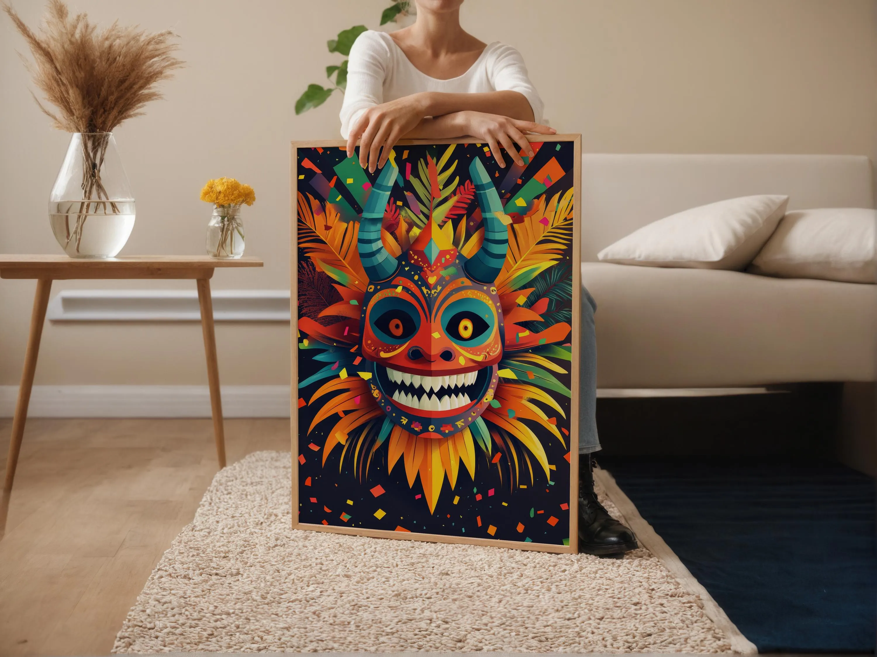 Vejigante Mask Art Print: Puerto Rican Festival Folk Poster - image 4
