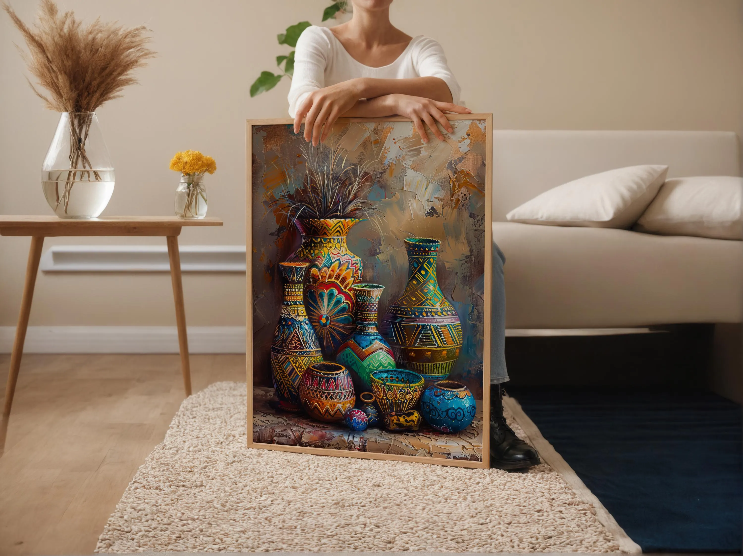Traditional African Pottery Painting, Folk Art Ceramic Print - image 4