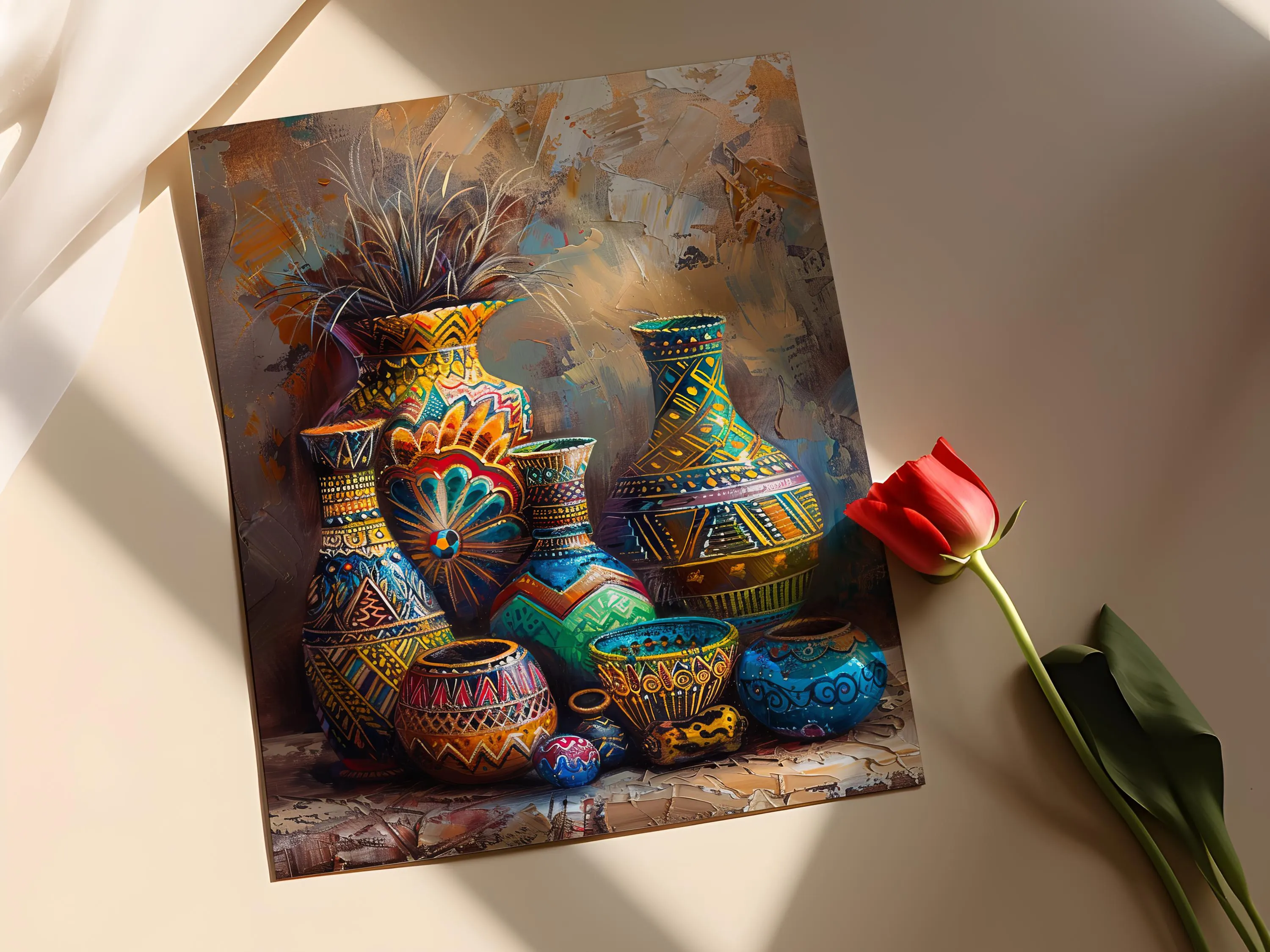 Traditional African Pottery Painting, Folk Art Ceramic Print - image 3