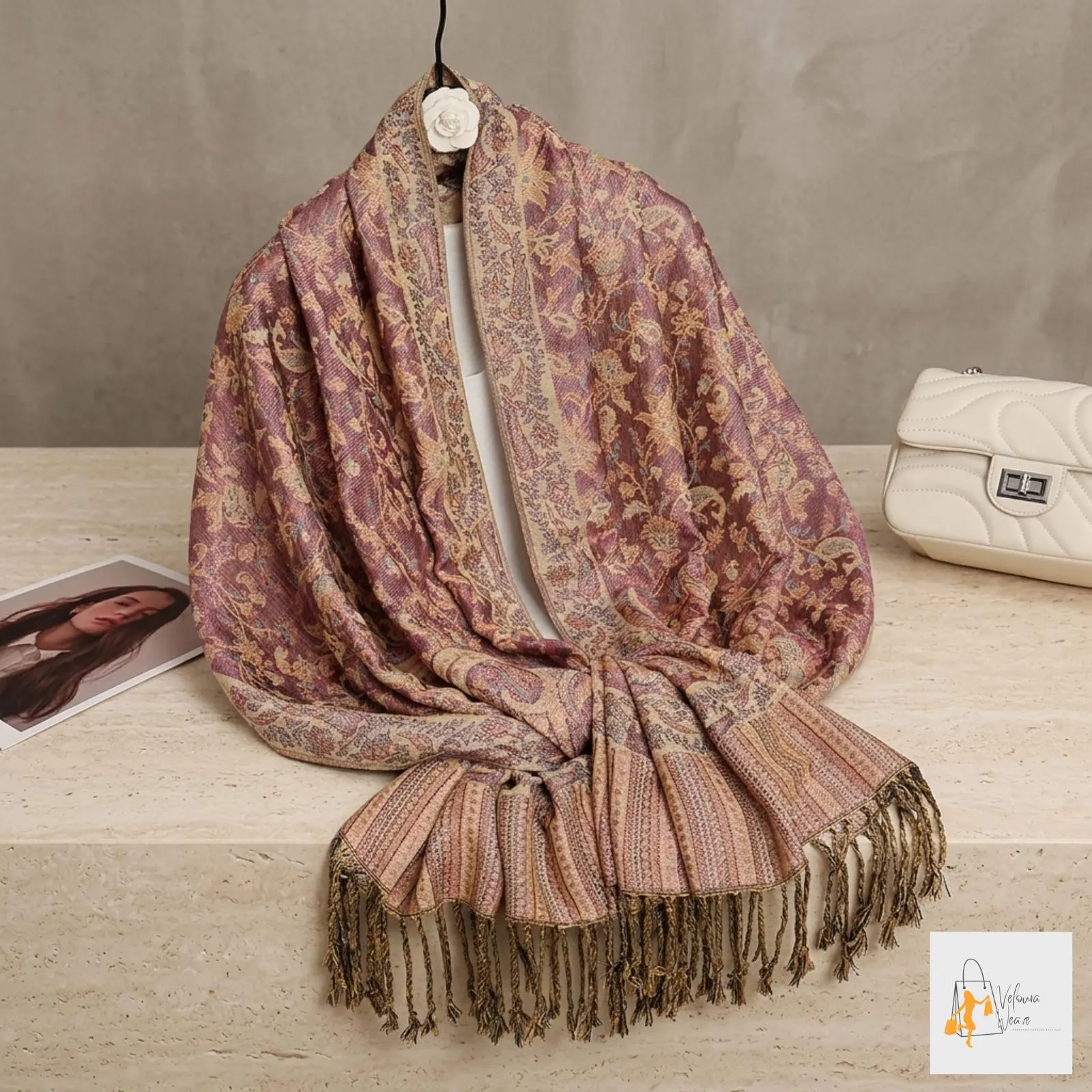 women printed pashmina shawl soft layering fashion wrap