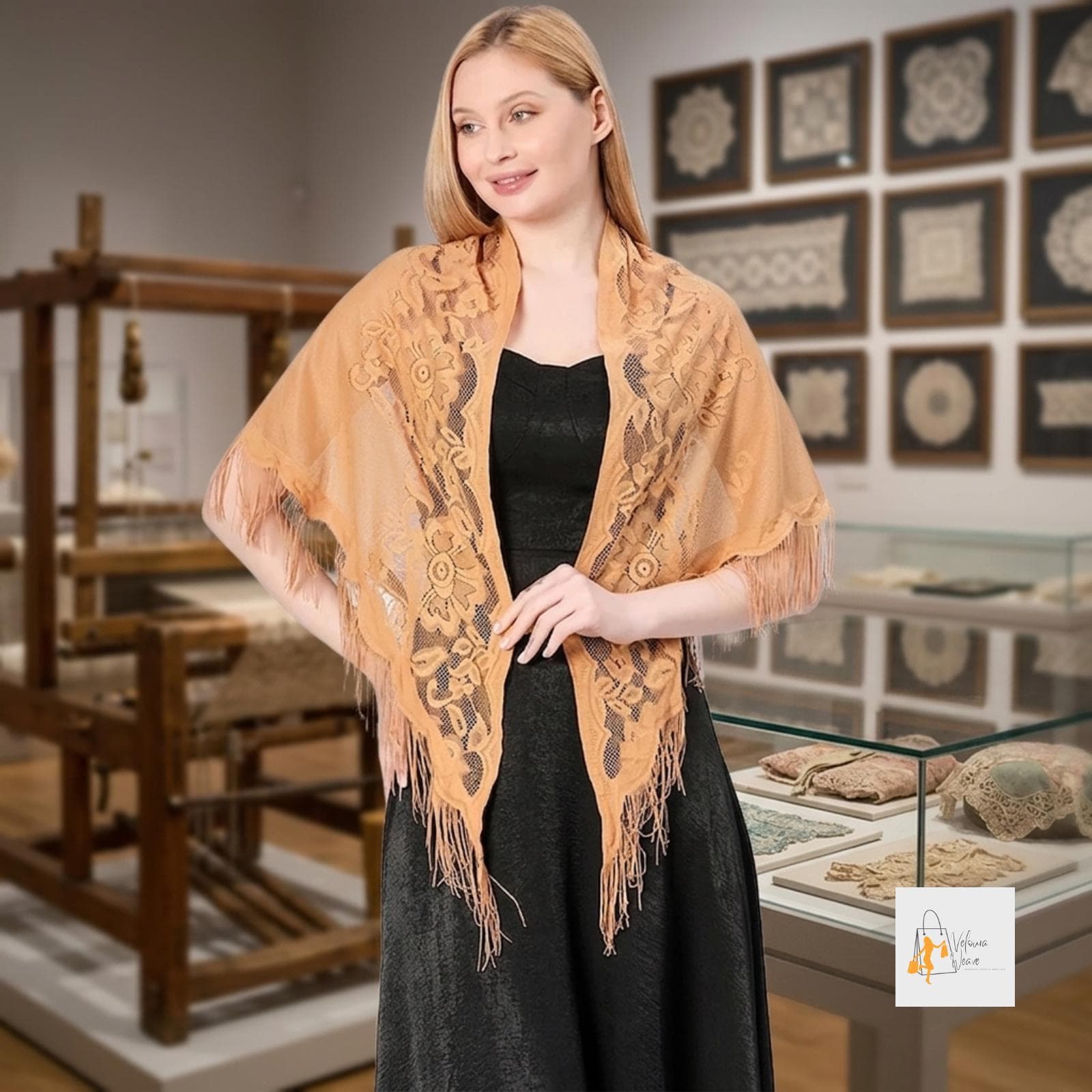 Elegant lace wrap styled with a formal evening dress