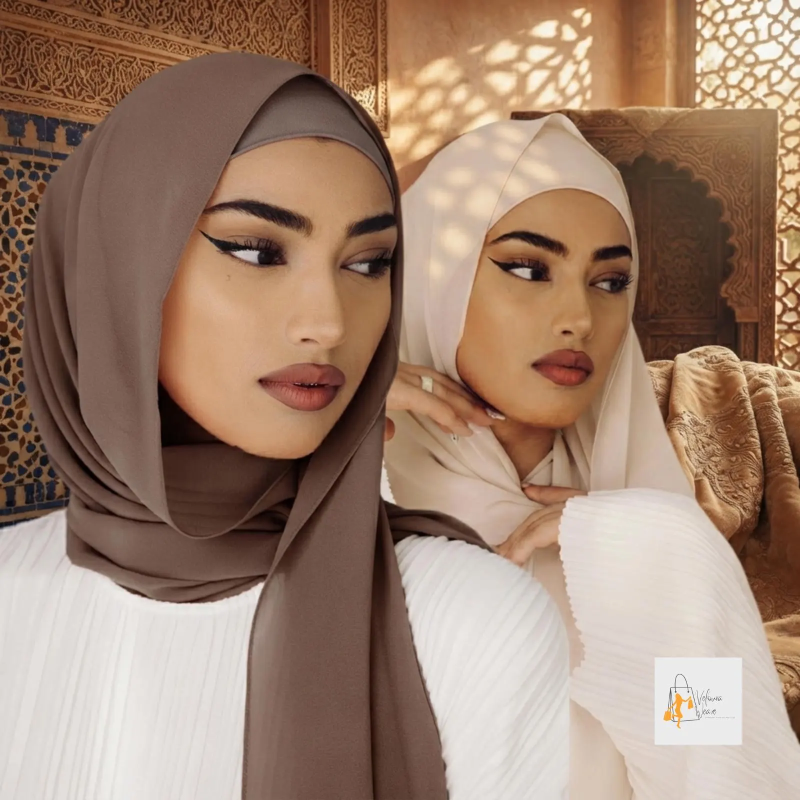 Plain chiffon hijab with matching jersey undercap set.