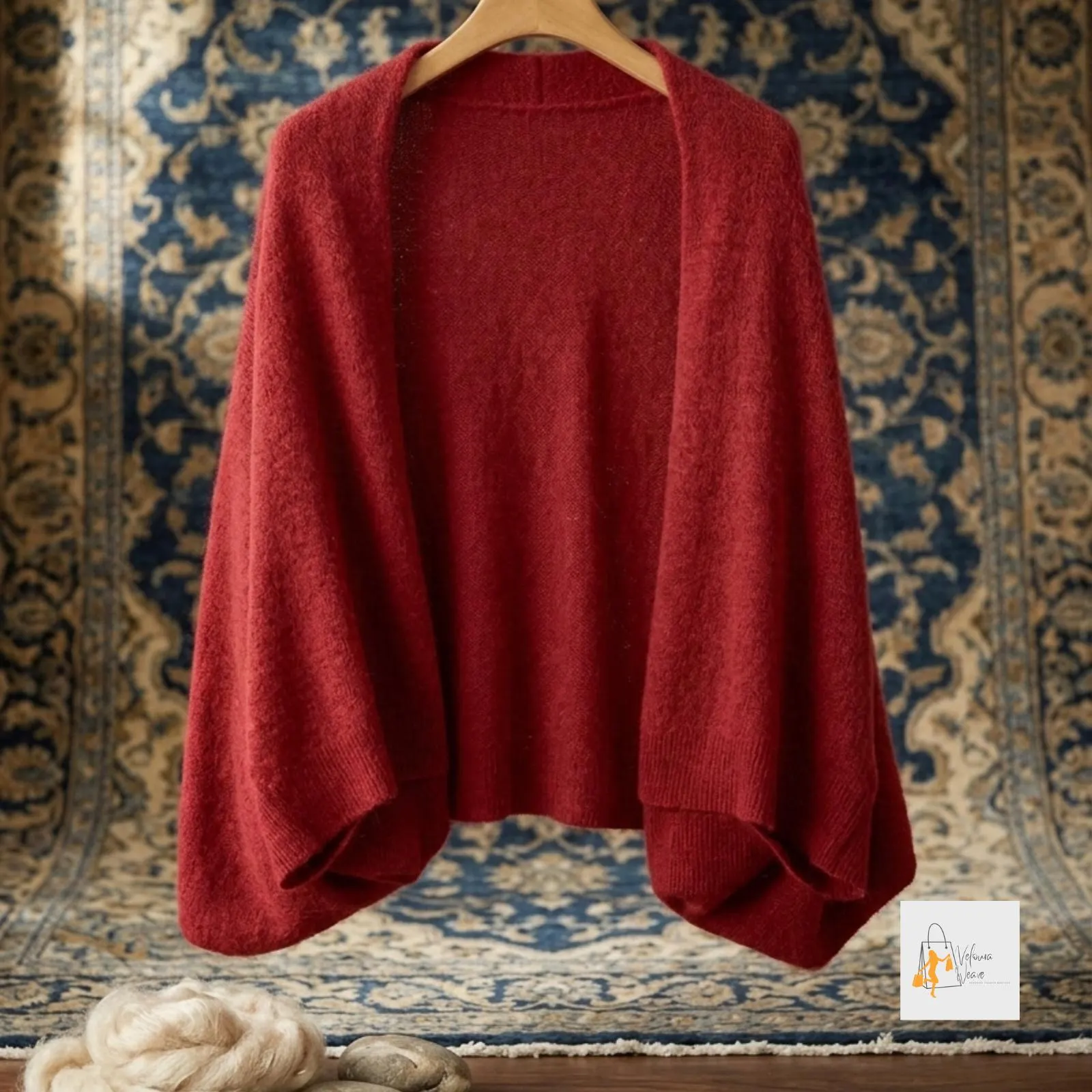 Close-up view of textured knit pattern and craftsmanship.