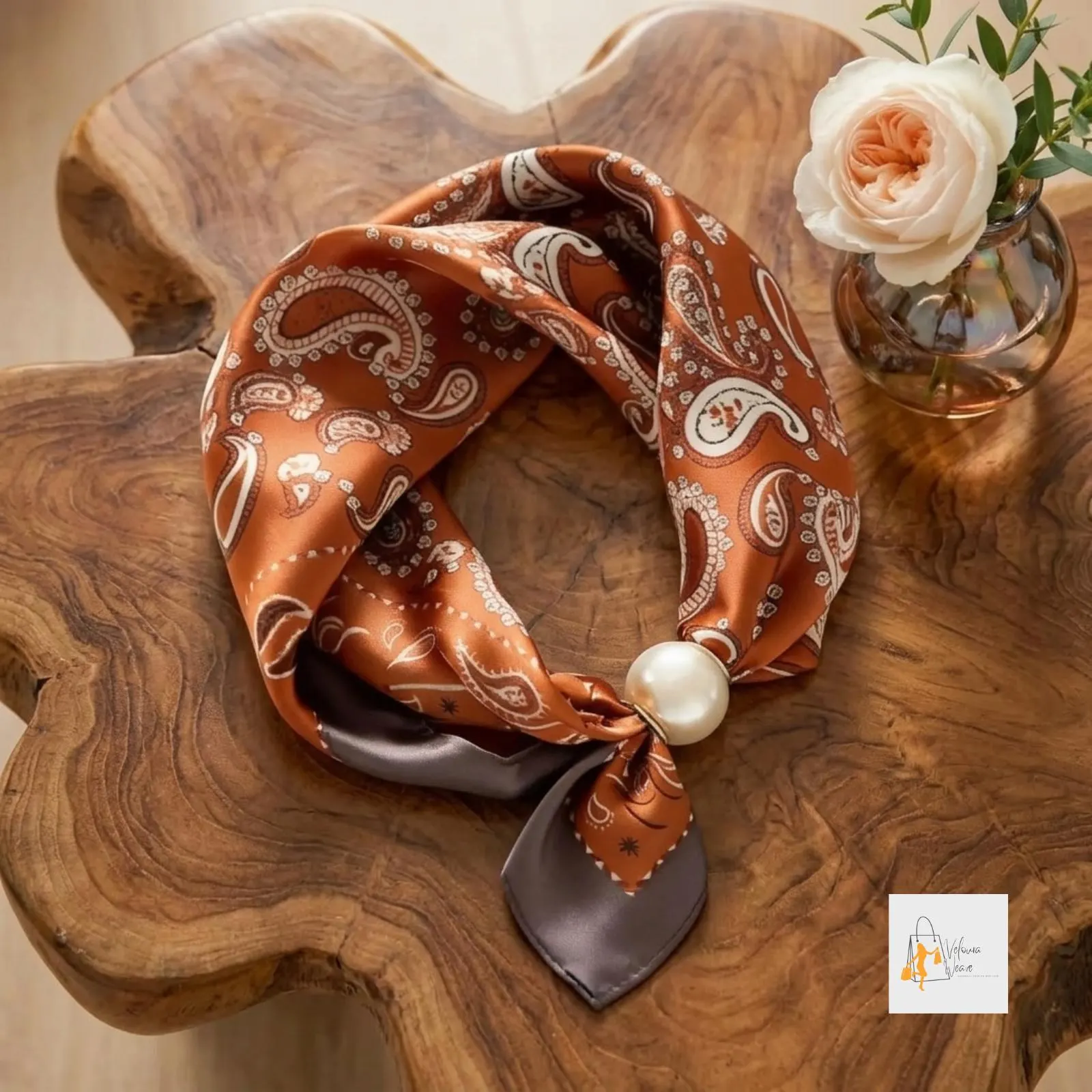 Chic scarf necklace styled for office wear