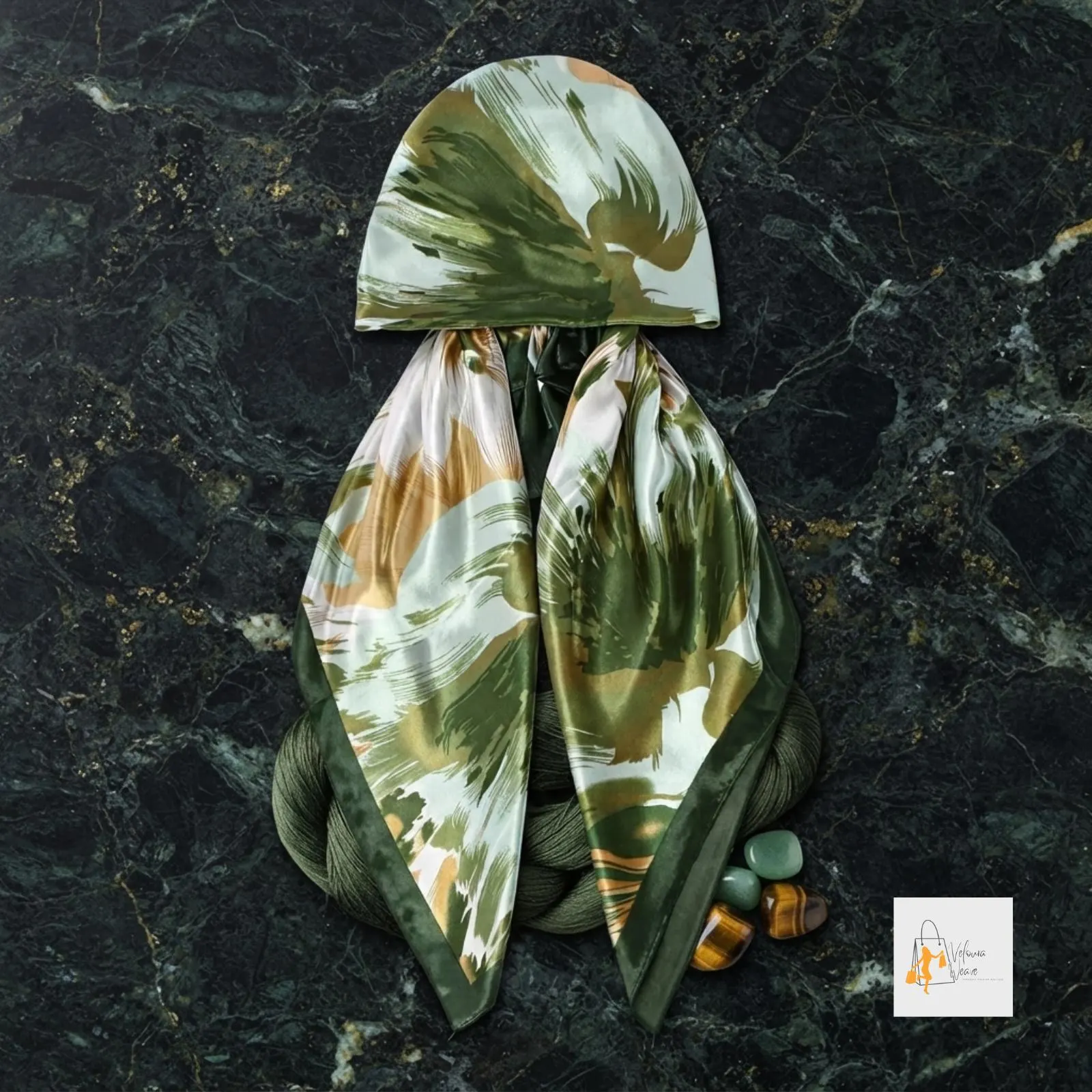 Women's modest head wrap paired with a casual outfit.