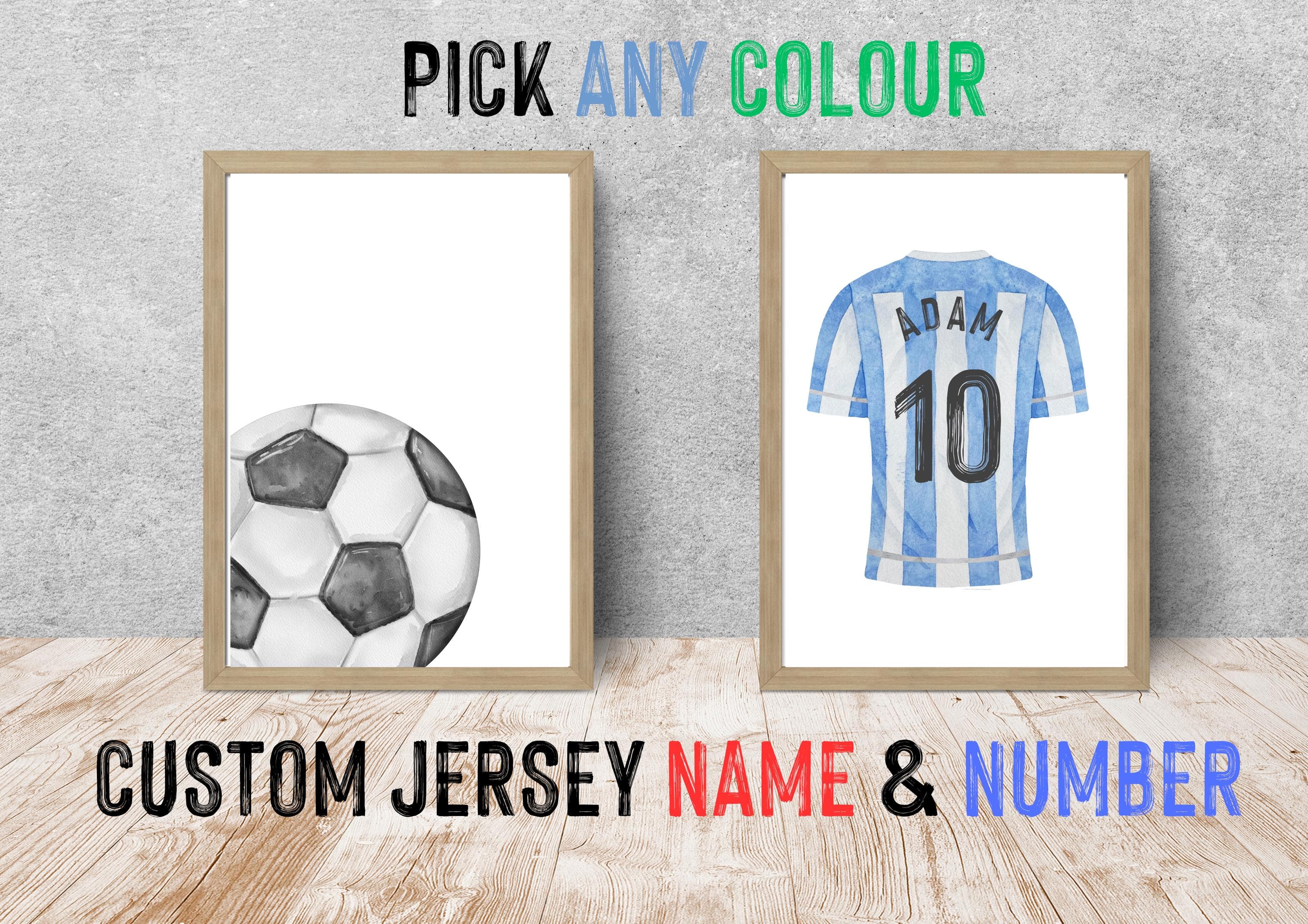Personalised Soccer Jersey Print Set: Custom Name Number (Digital Download)