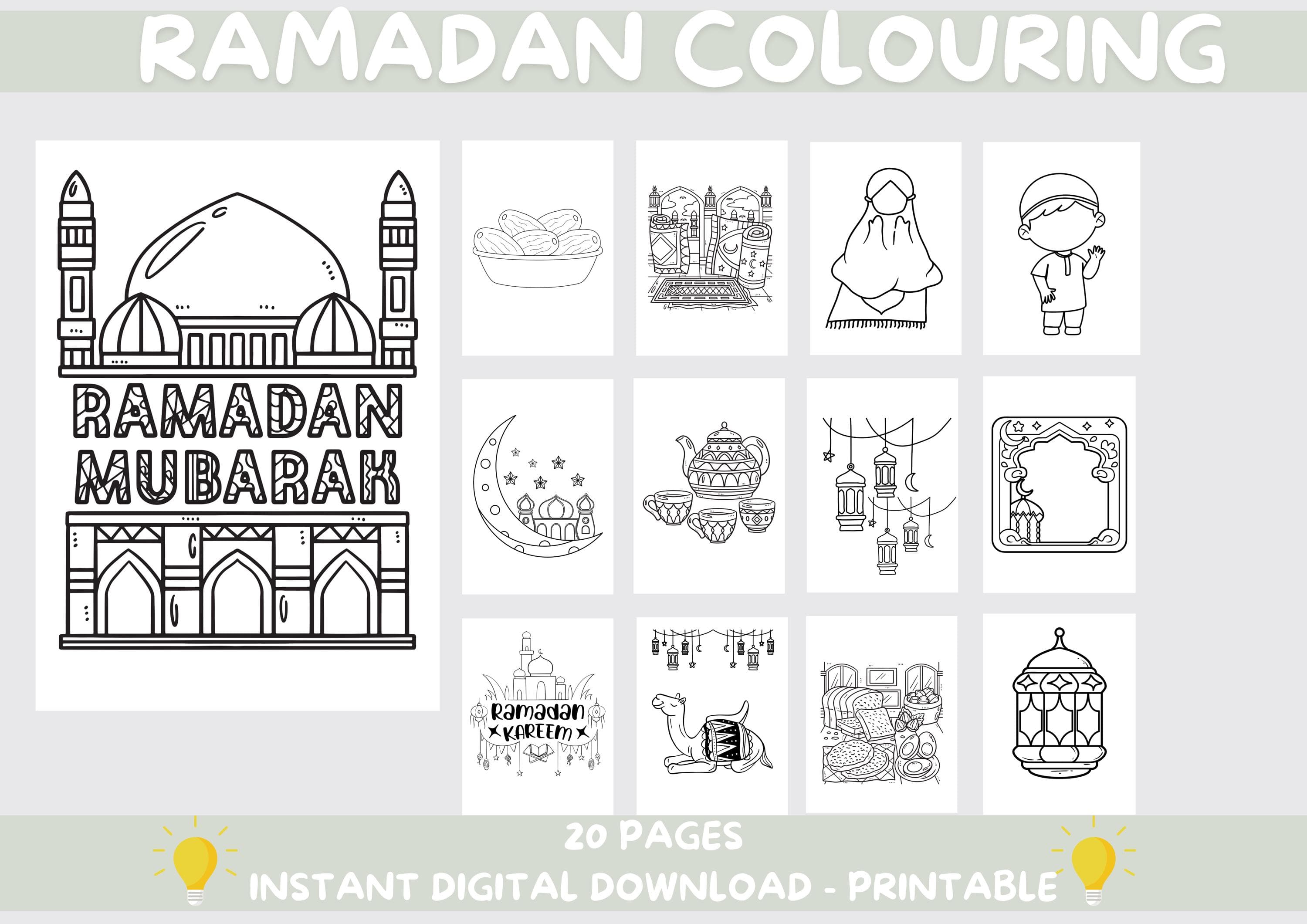 Ramadan Coloring Pages | 20-Page Activity Book (Digital Download)