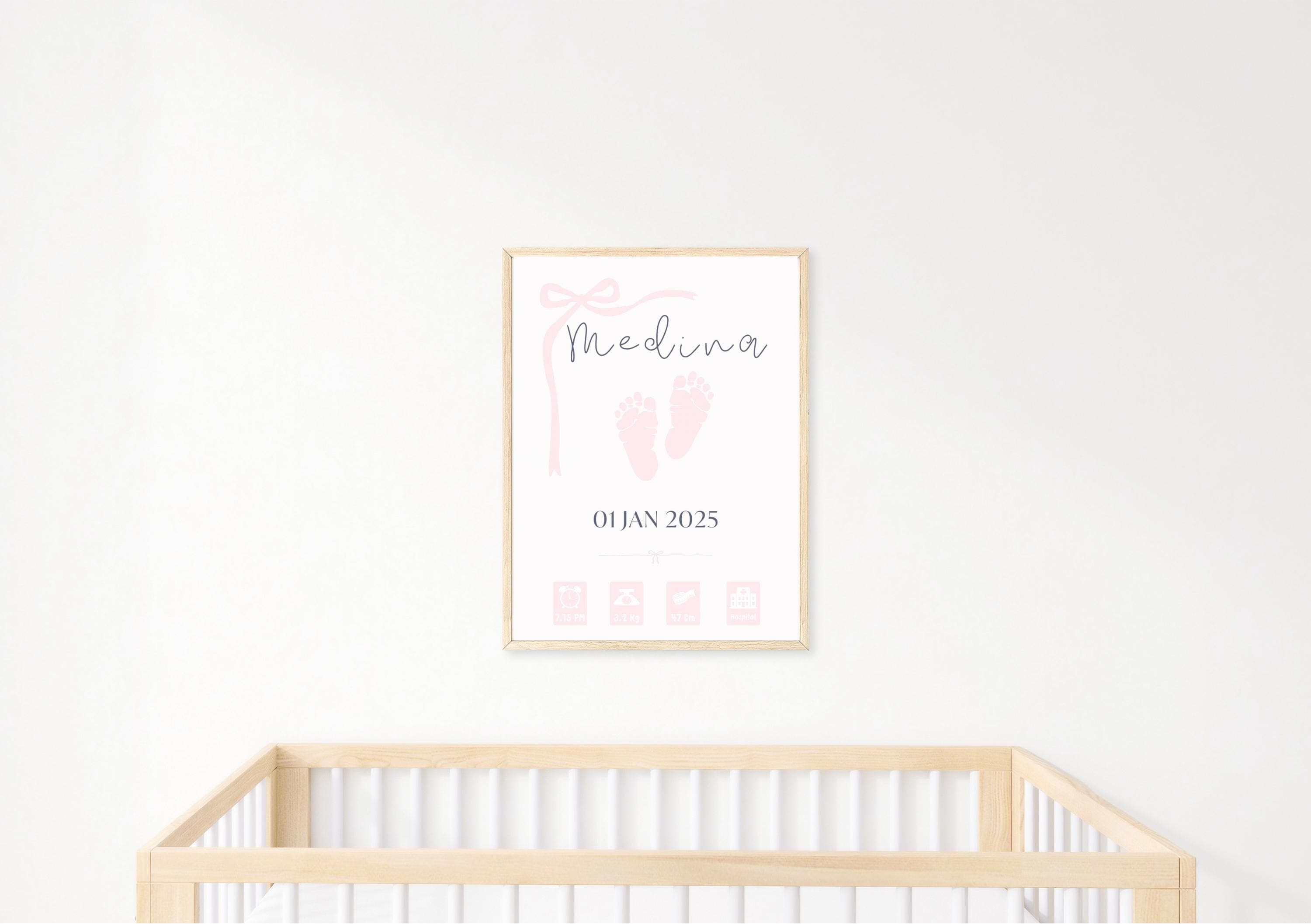 Personalized Baby Girl Birth Stats Print | Pink Nursery Decor (Digital Download) - image 3