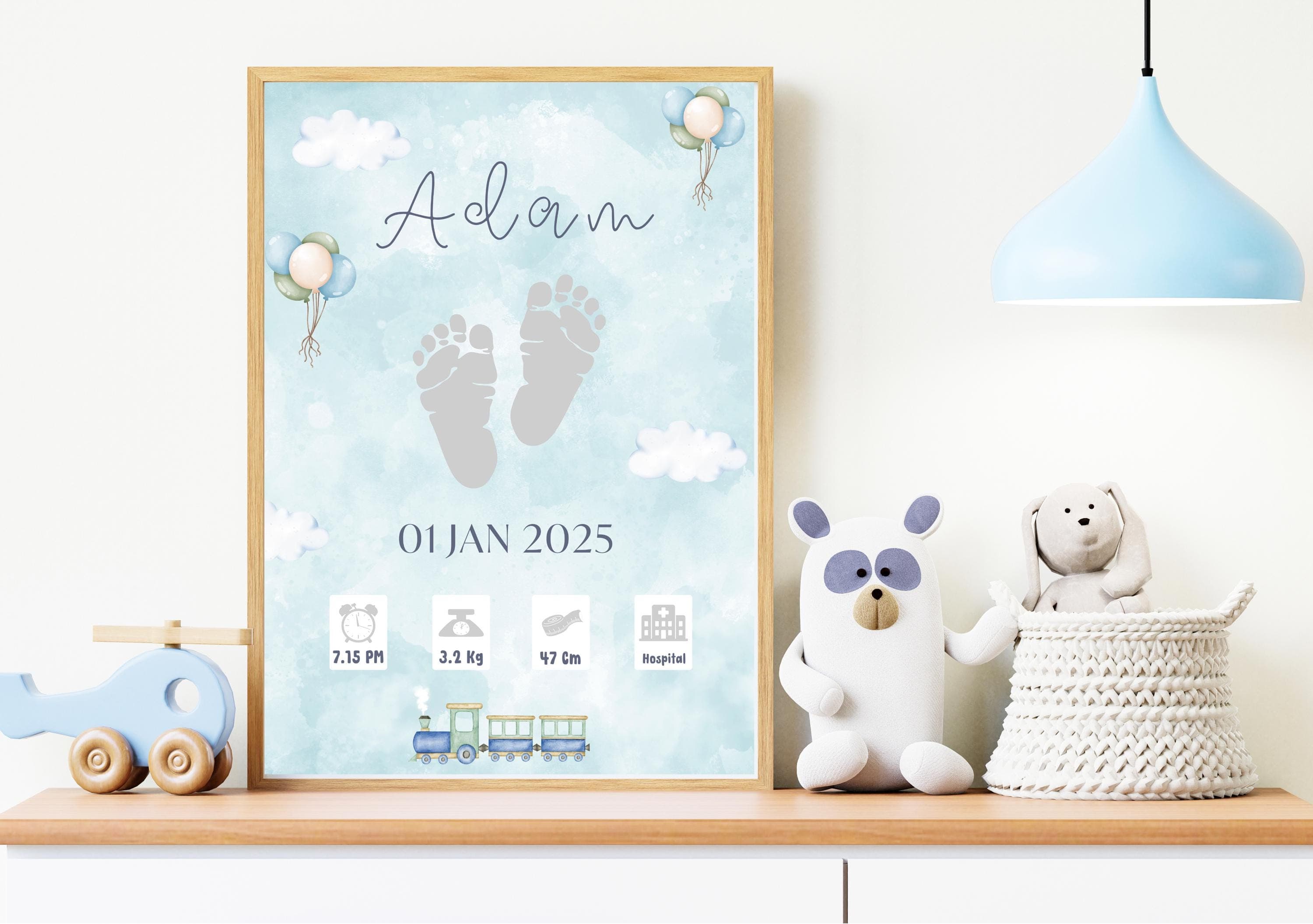 Personalized Baby Birth Stats Print: Neutral Nursery Decor (Digital PDF)