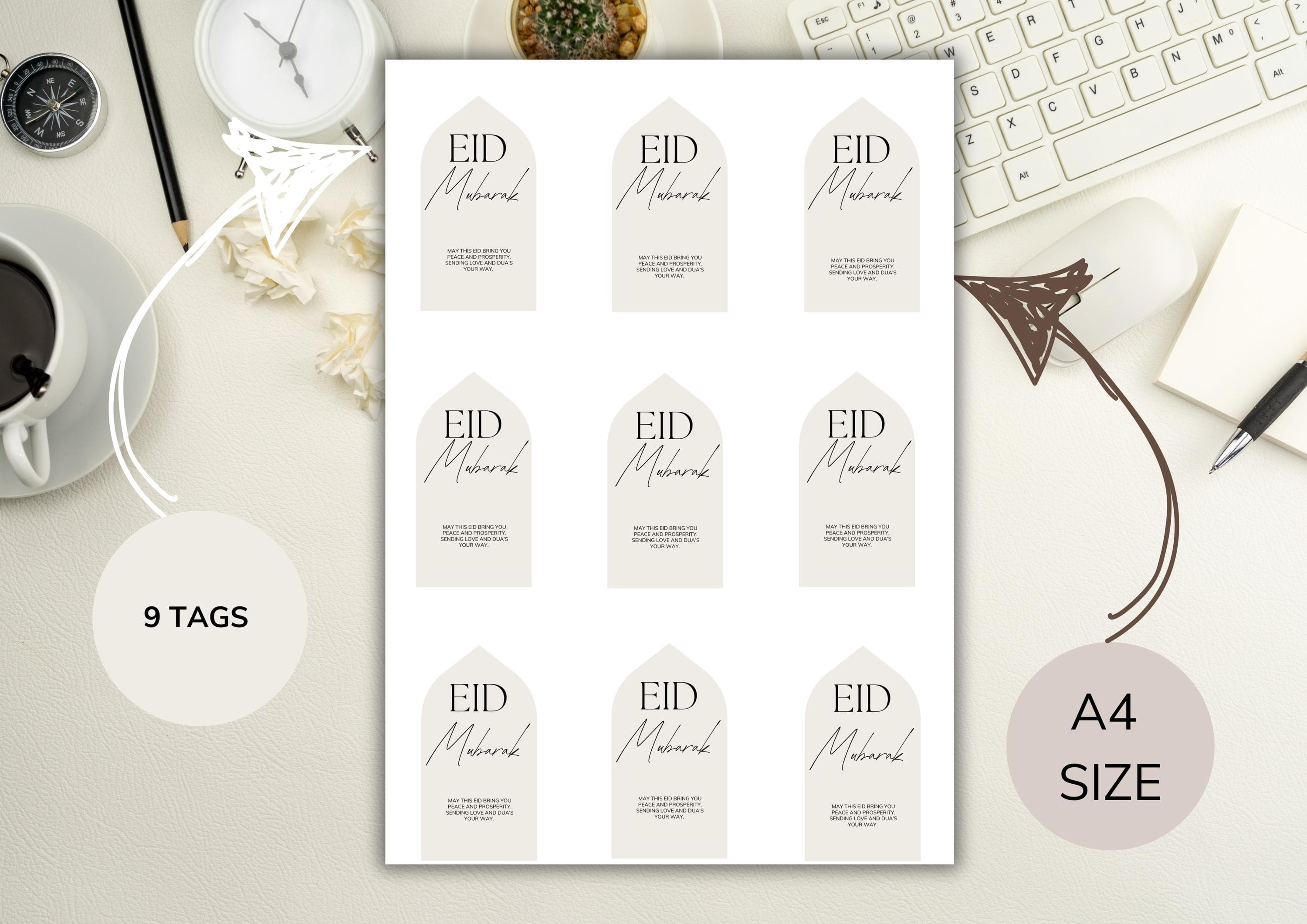 Personalised Eid Mubarak Gift Tags | Custom Colour (Digital Download) - image 5