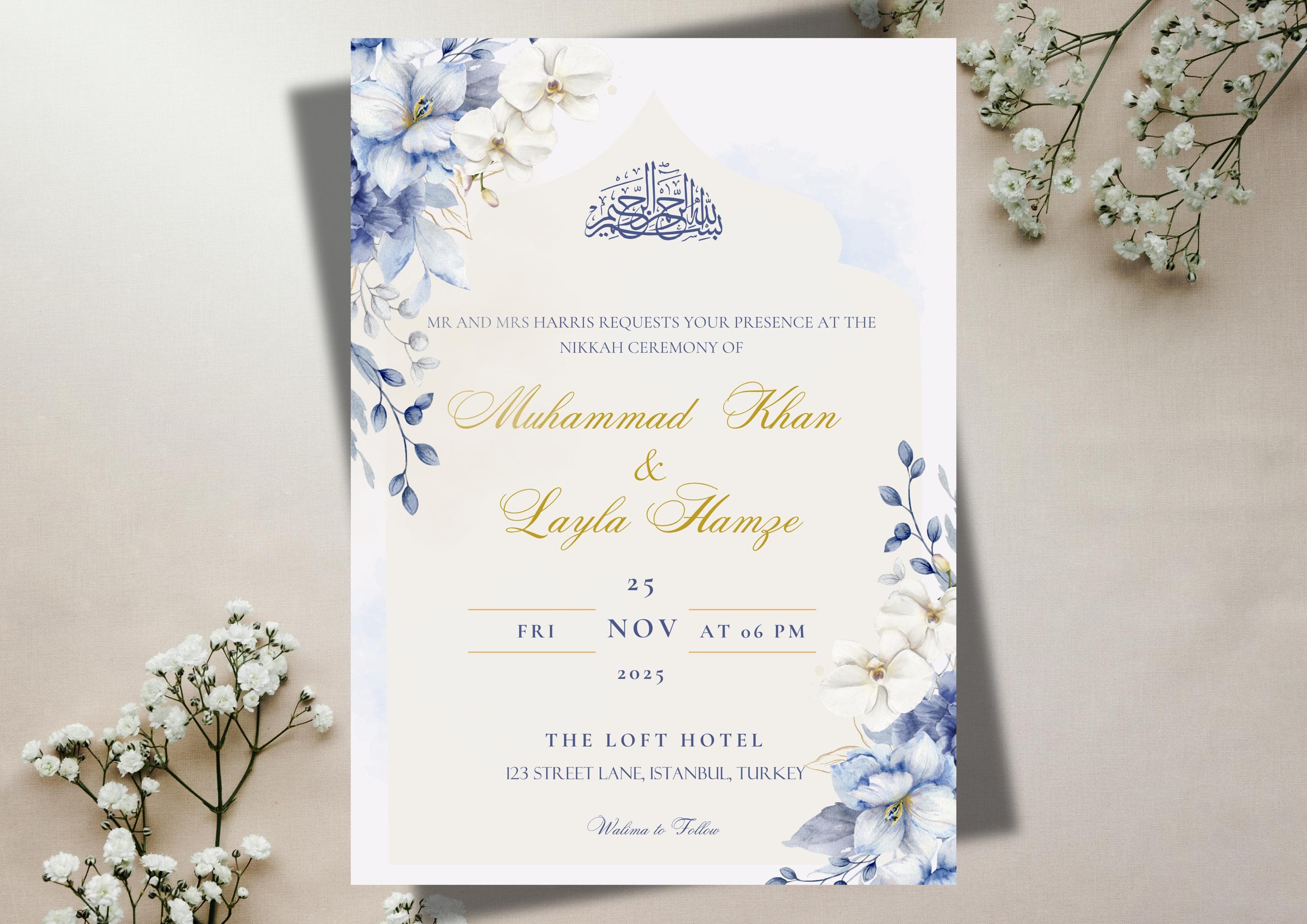 Personalized Floral Nikkah Wedding Invitation | Muslim Invite (Digital Download) - image 3