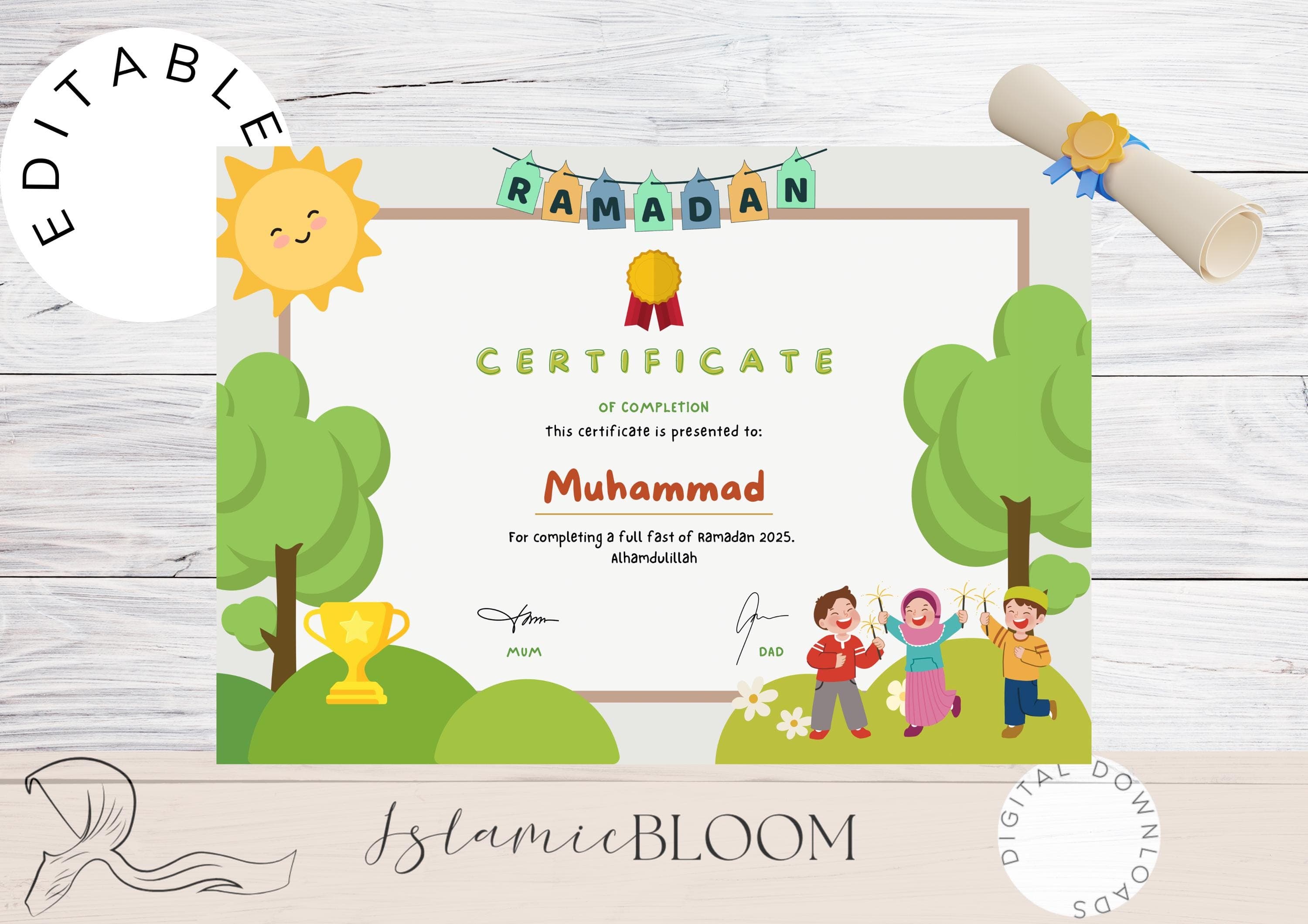 Personalised Ramadan Kids First Fast Certificate | Muslim (Digital Download) - image 4