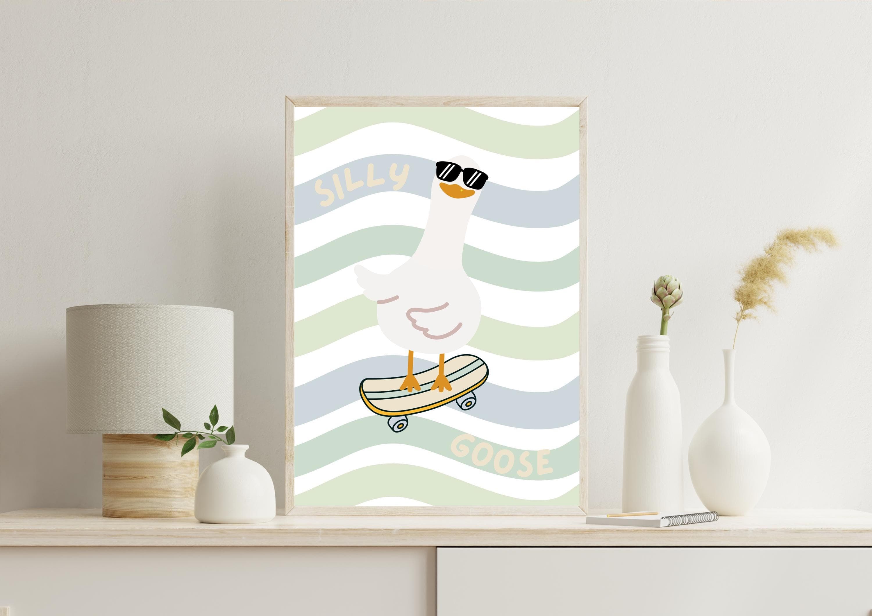 Skateboard Goose Nursery Art: Funny Animal Print (Digital Download) - image 4