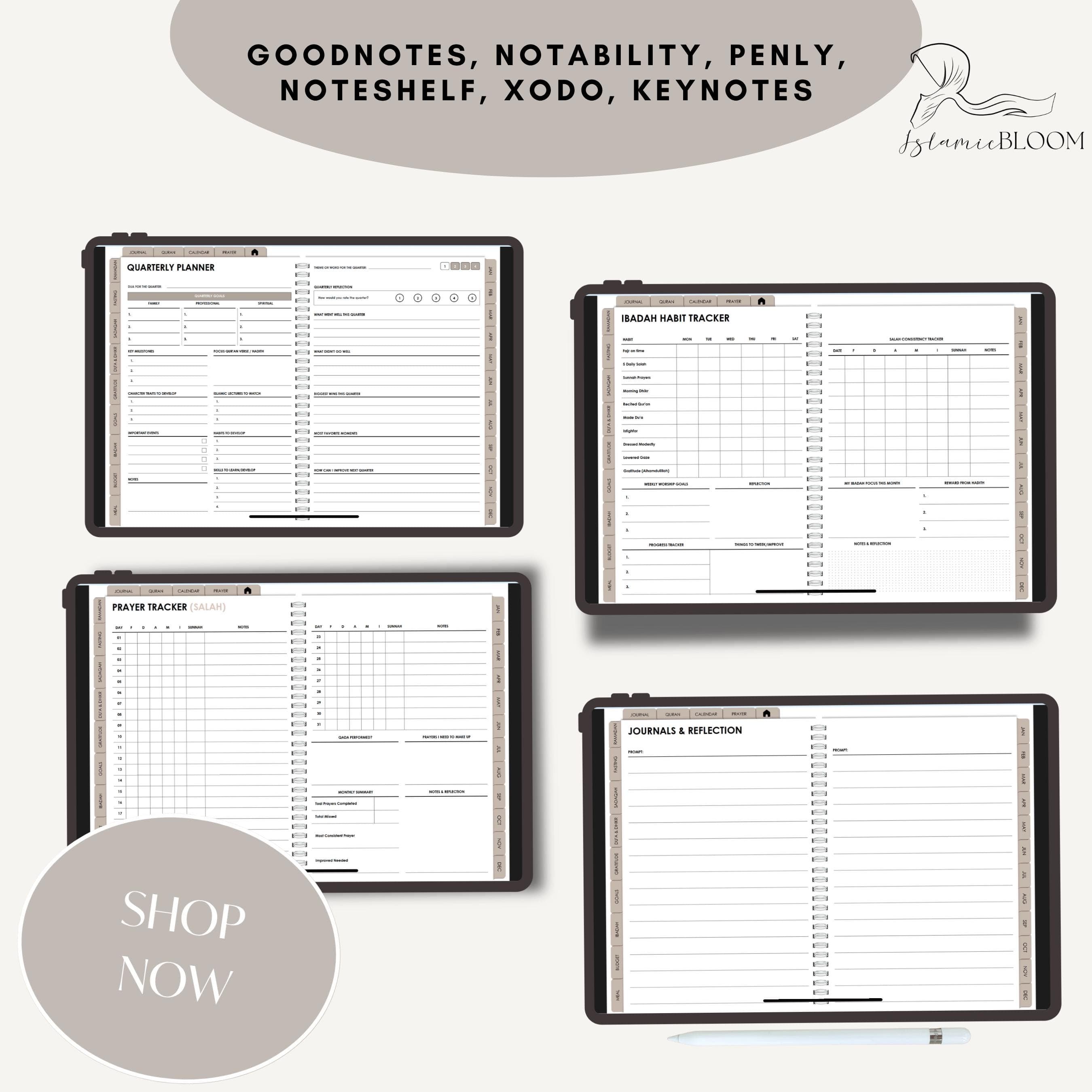 Undated Islamic Life Planner with Salah, Quran, Ramadan & Habit Tracker • iPad GoodNotes - image 3