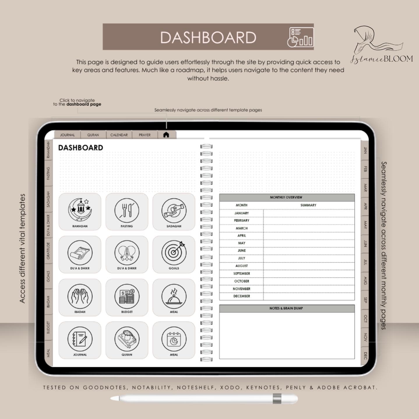 Undated Islamic Life Planner with Salah, Quran, Ramadan & Habit Tracker • iPad GoodNotes - image 4