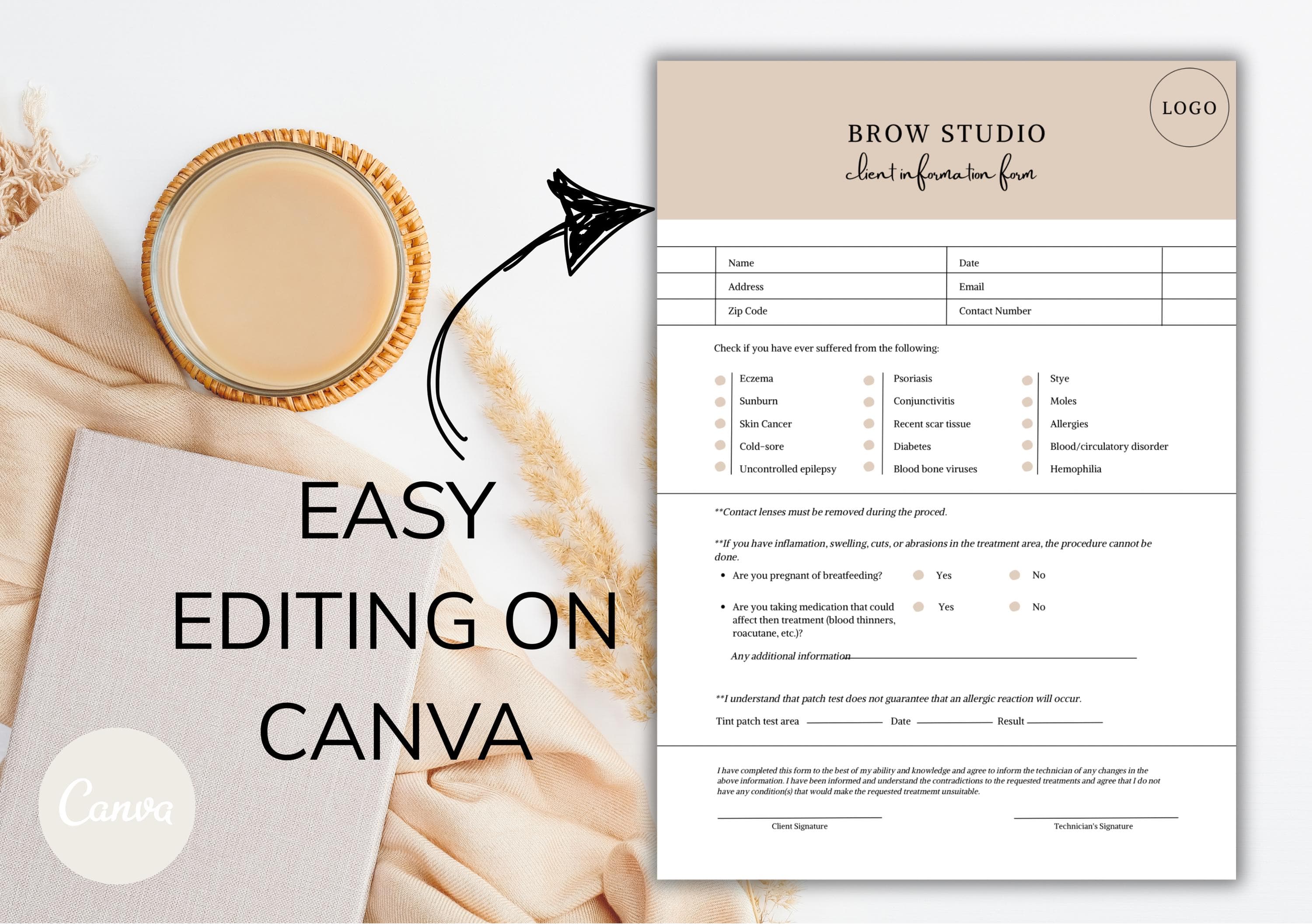 Editable Brow Studio Client Consultation Form | Lash & Beauty Salon Intake (Canva Template) - image 3
