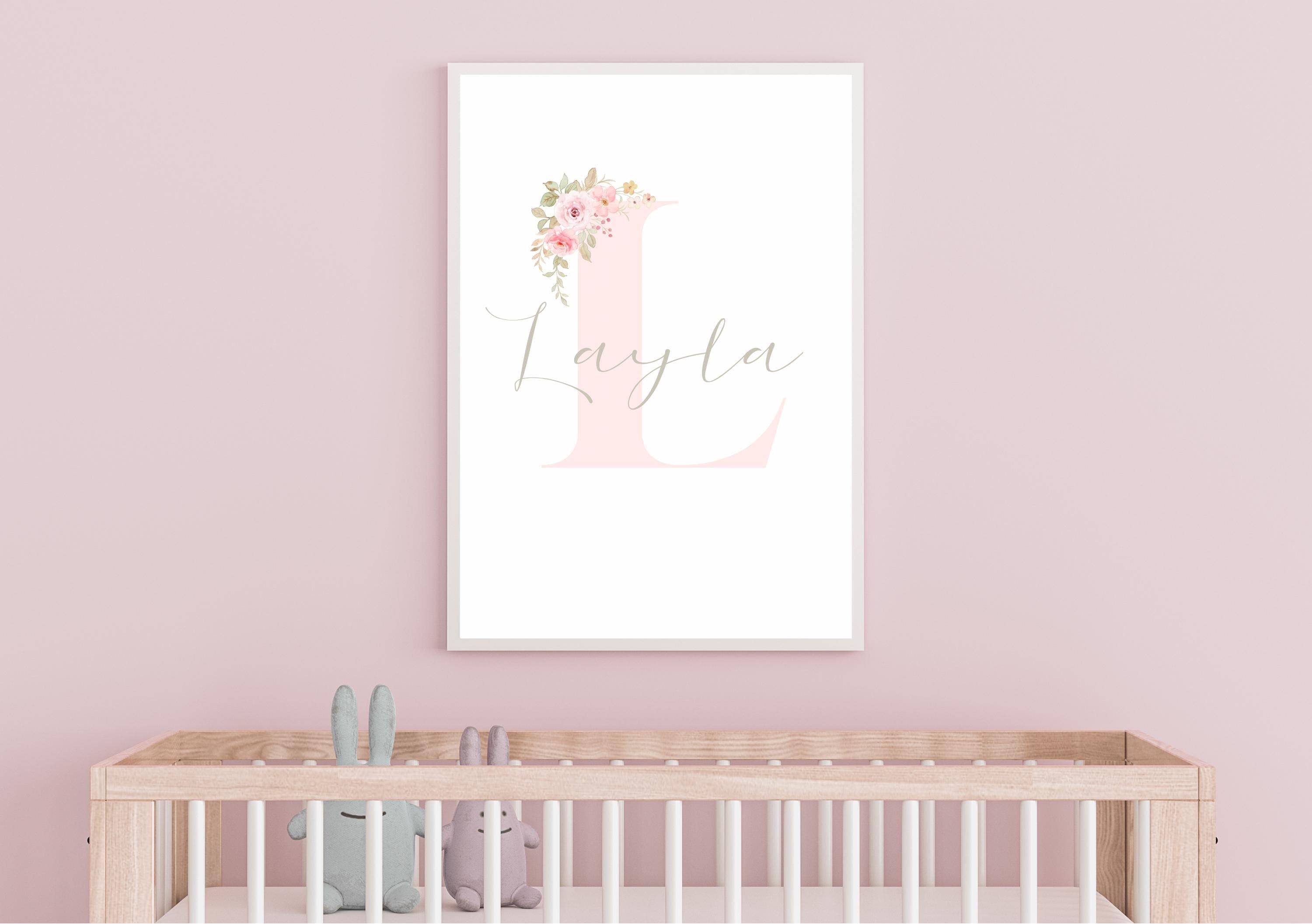 Custom Floral Initial Nursery Print: Personalized Baby Girl Decor (PDF) - image 4