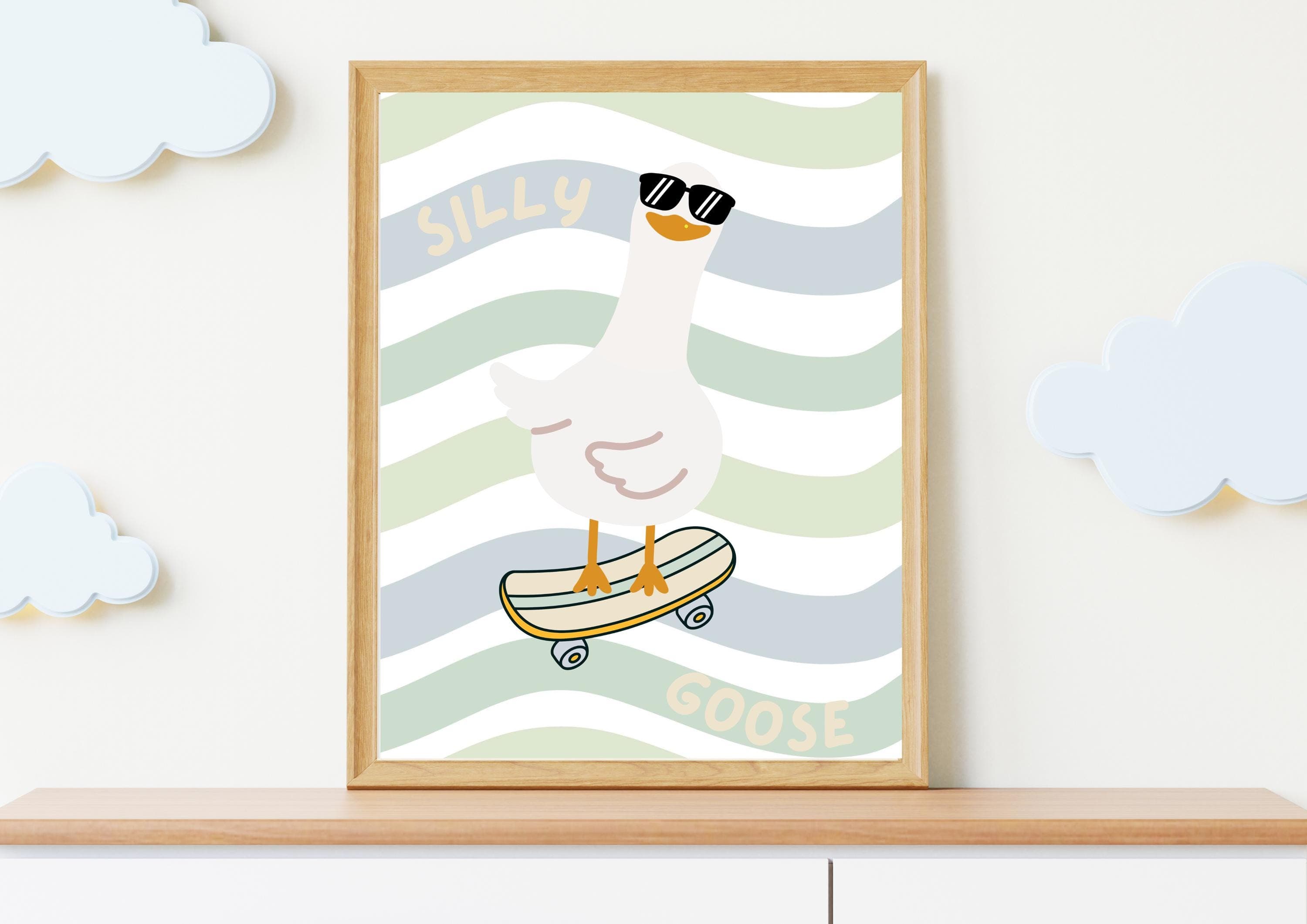 Skateboard Goose Nursery Art: Funny Animal Print (Digital Download) - image 3