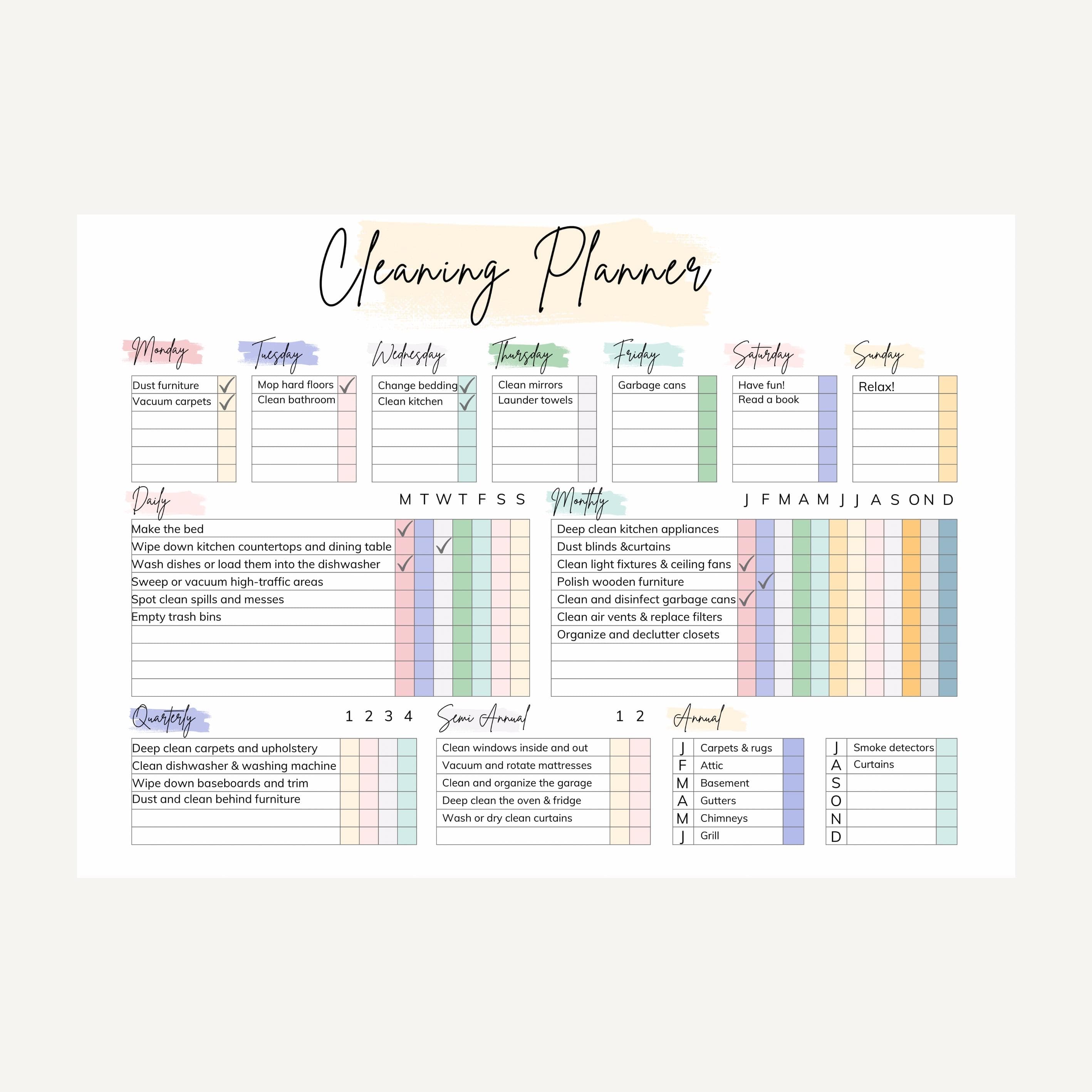 Editable Cleaning Planner: Pre-Filled & Blank Chore Schedule (PDF Download) - image 4
