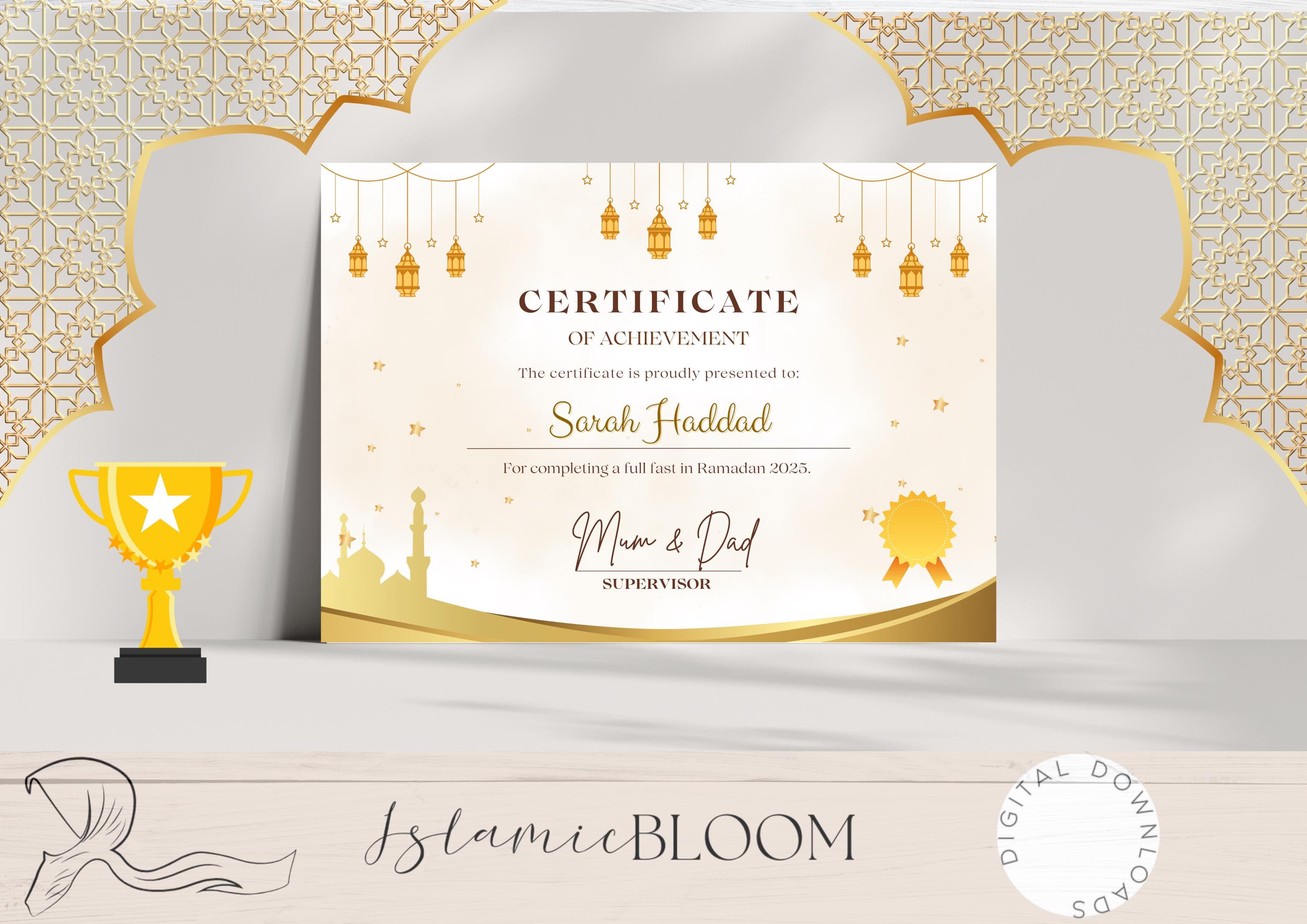 Personalised Ramadan Achievement Certificate, First Fast, Quran Completion (Digital Download) - image 3