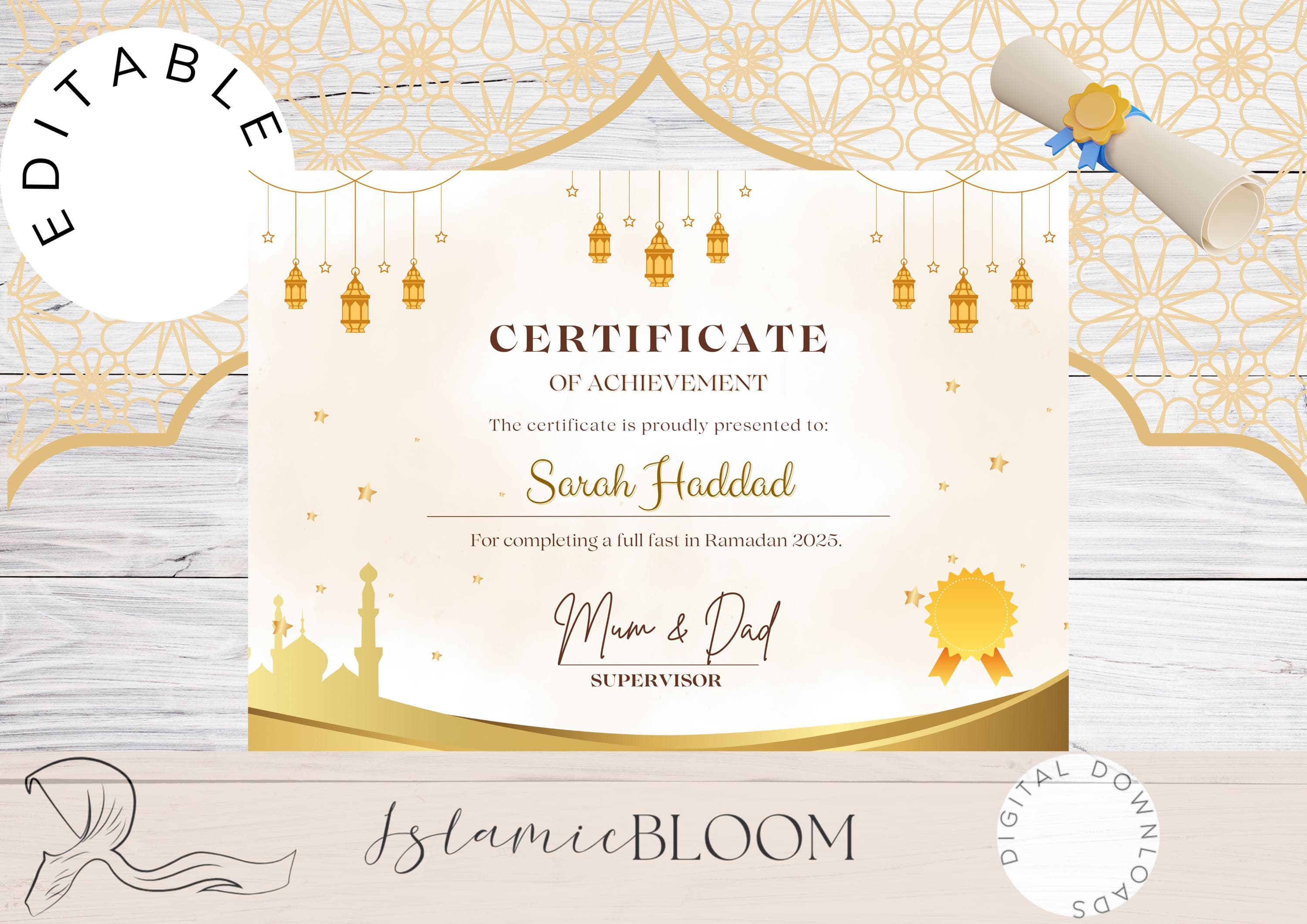 Personalised Ramadan Achievement Certificate, First Fast, Quran Completion (Digital Download) - image 4