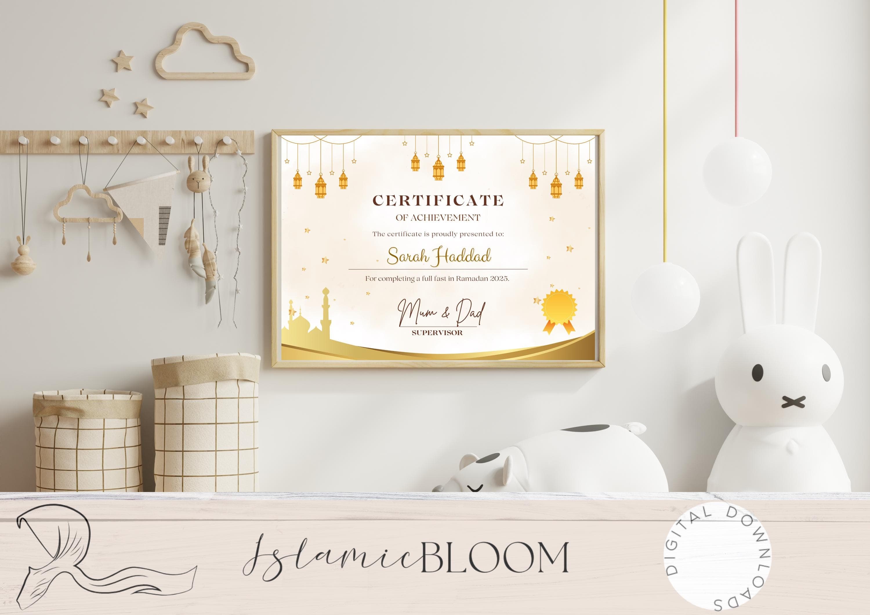 Personalised Ramadan Achievement Certificate, First Fast, Quran Completion (Digital Download)
