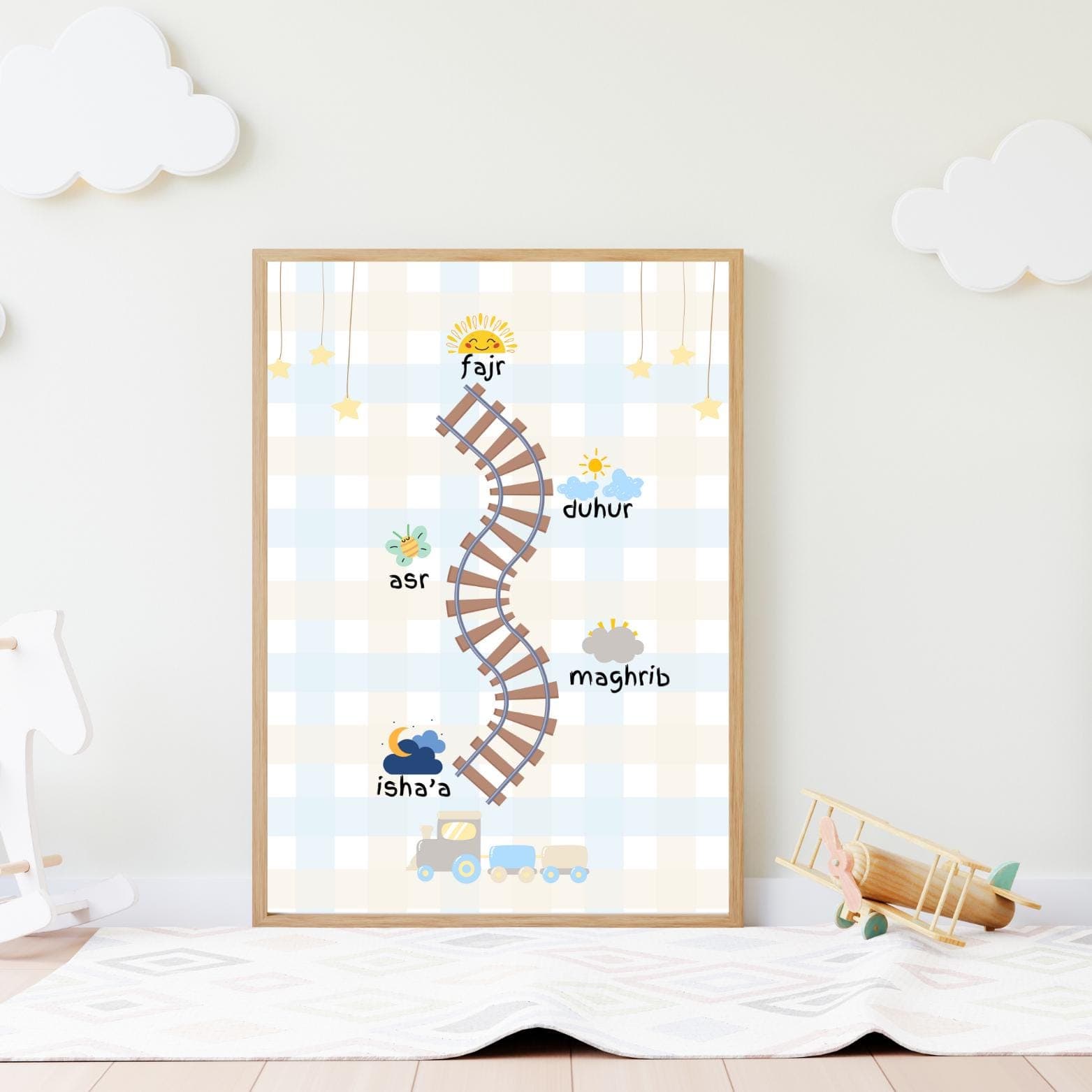 Muslim Prayer Times Train Art | Islamic Nursery Decor (Digital Download)