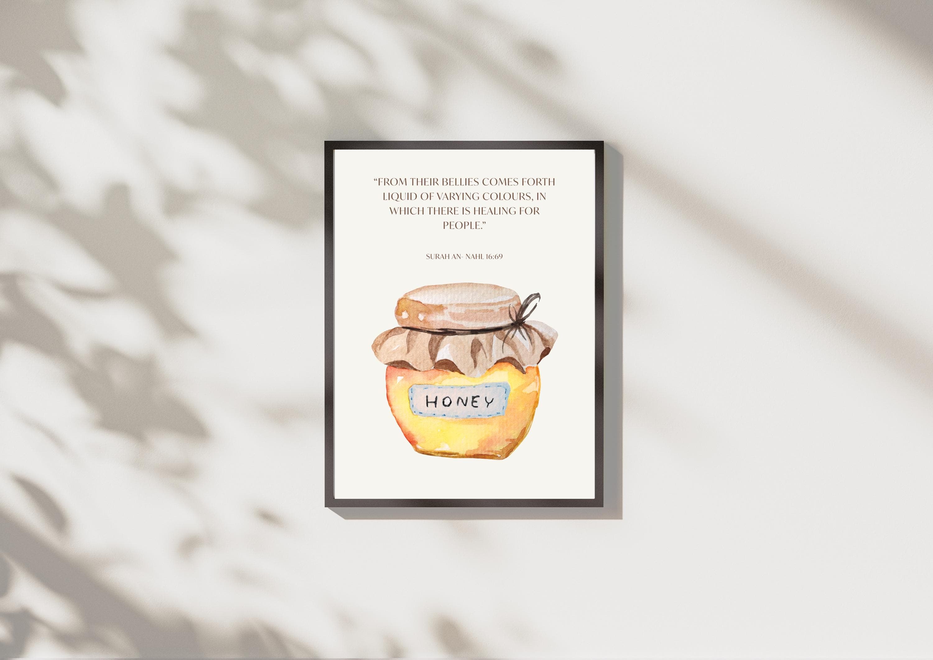 Islamic Honey Quran Verse Wall Art Boho Watercolor Print (Digital Download) Kitchen Wall Decor - image 5
