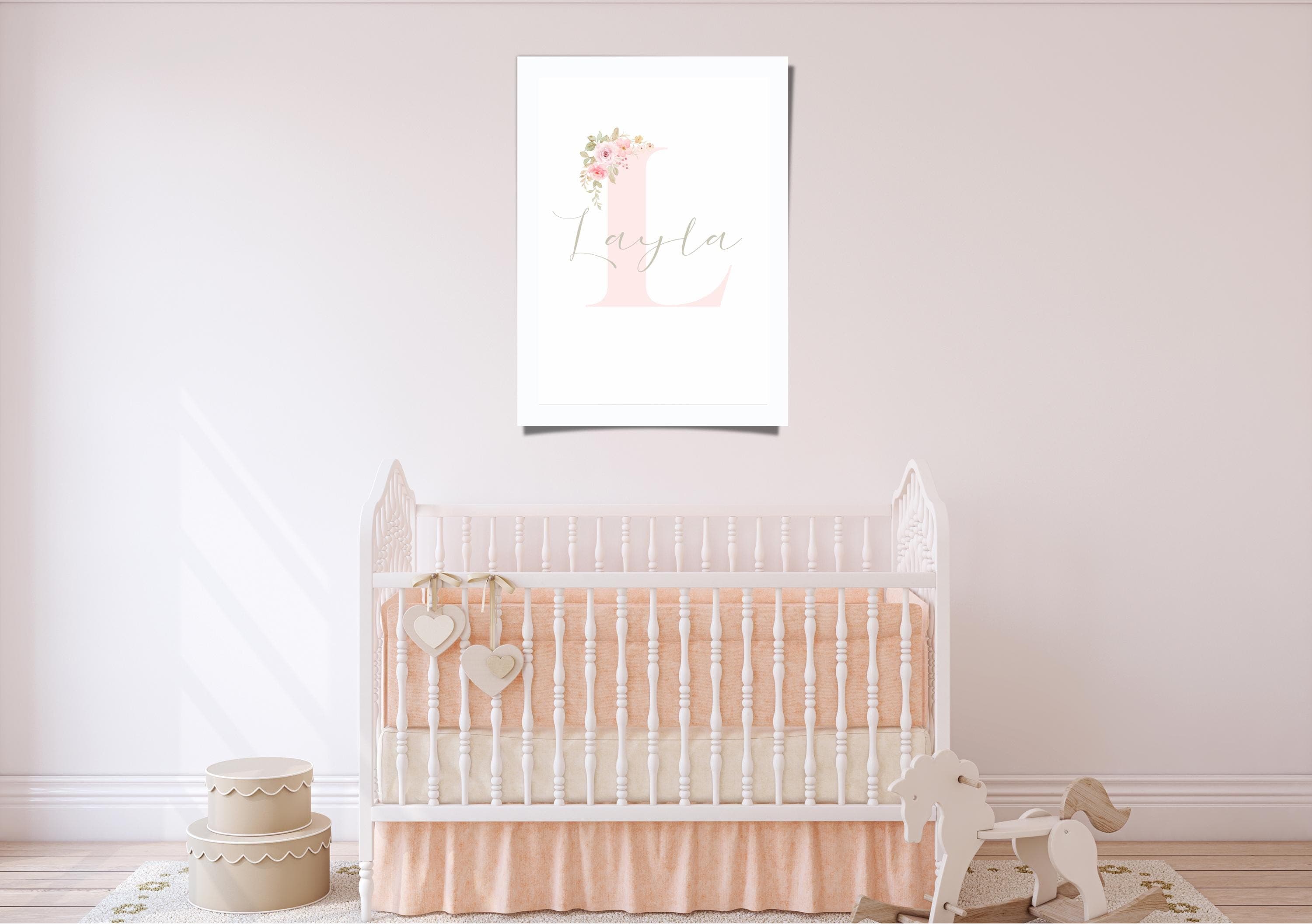 Custom Floral Initial Nursery Print: Personalized Baby Girl Decor (PDF) - image 5