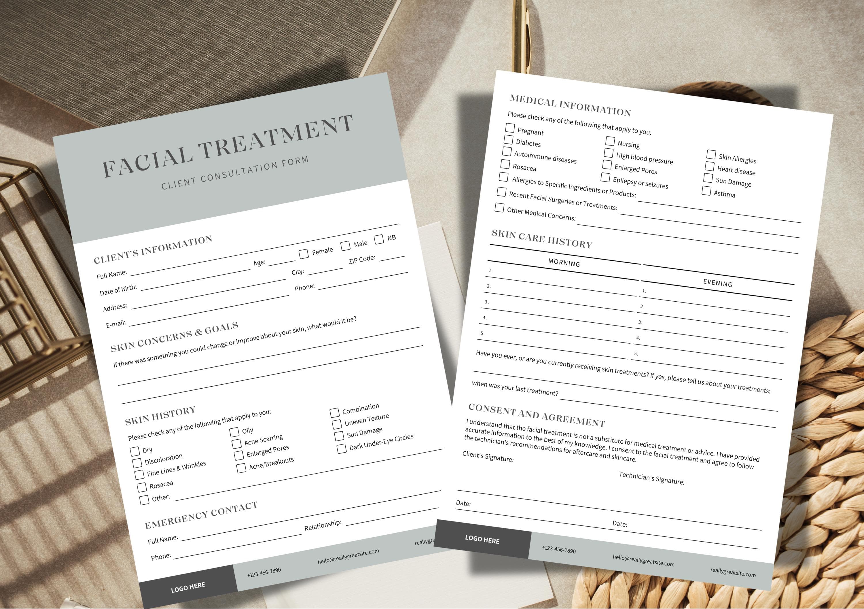 Editable Facial Client Consultation Form: Canva Template (Digital Download) - image 4
