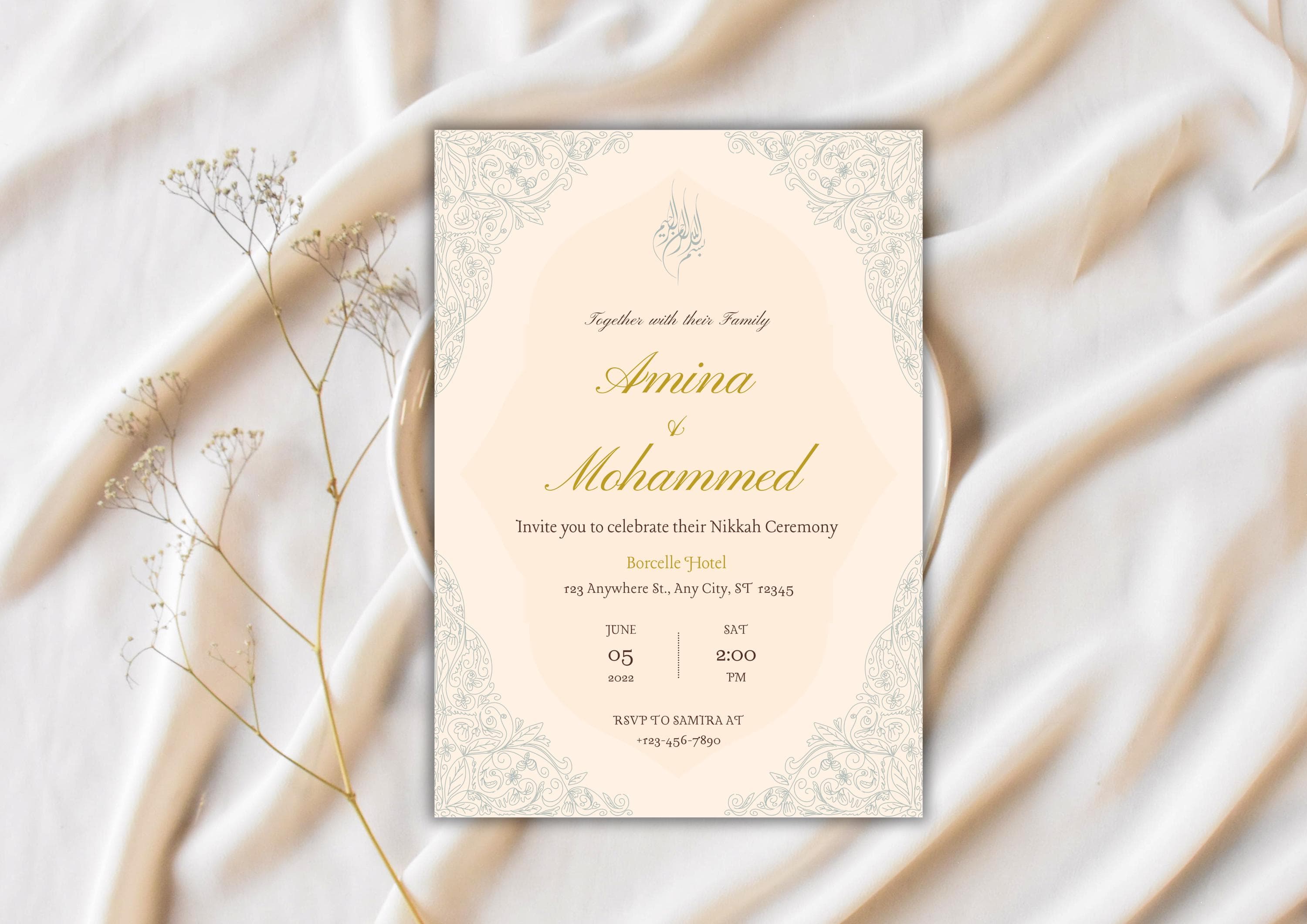 Elegant Nikkah Wedding Invitation: Floral Muslim Design (Digital Invite)