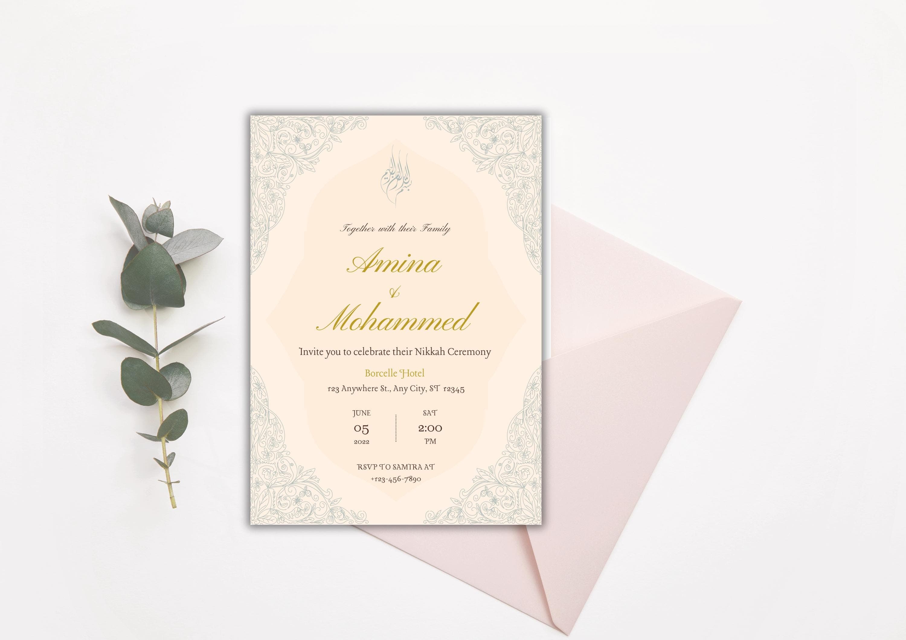 Elegant Nikkah Wedding Invitation: Floral Muslim Design (Digital Invite) - image 4