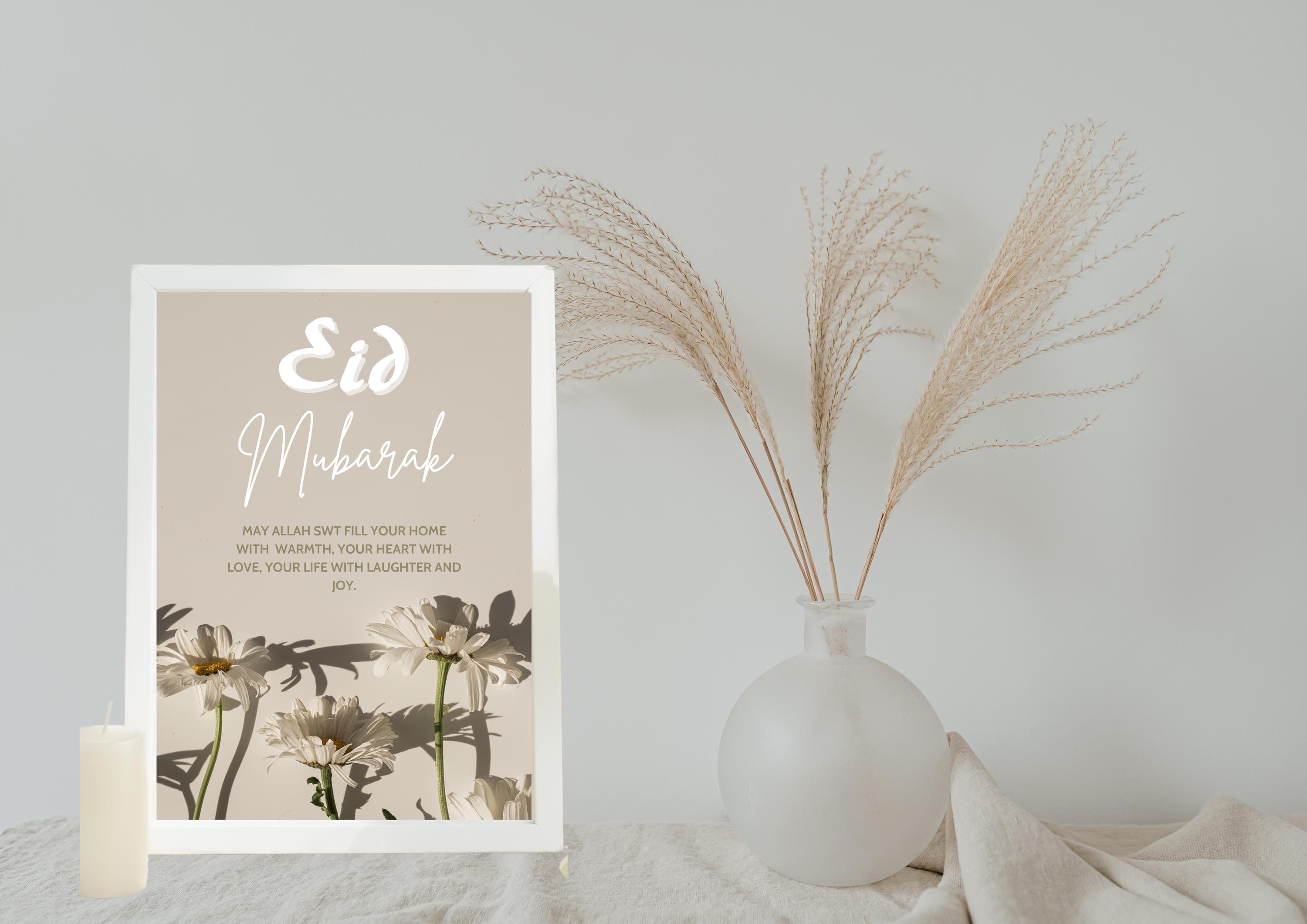 Eid Mubarak Floral Art Print | Muslim Home Decor (Digital Download) - image 3