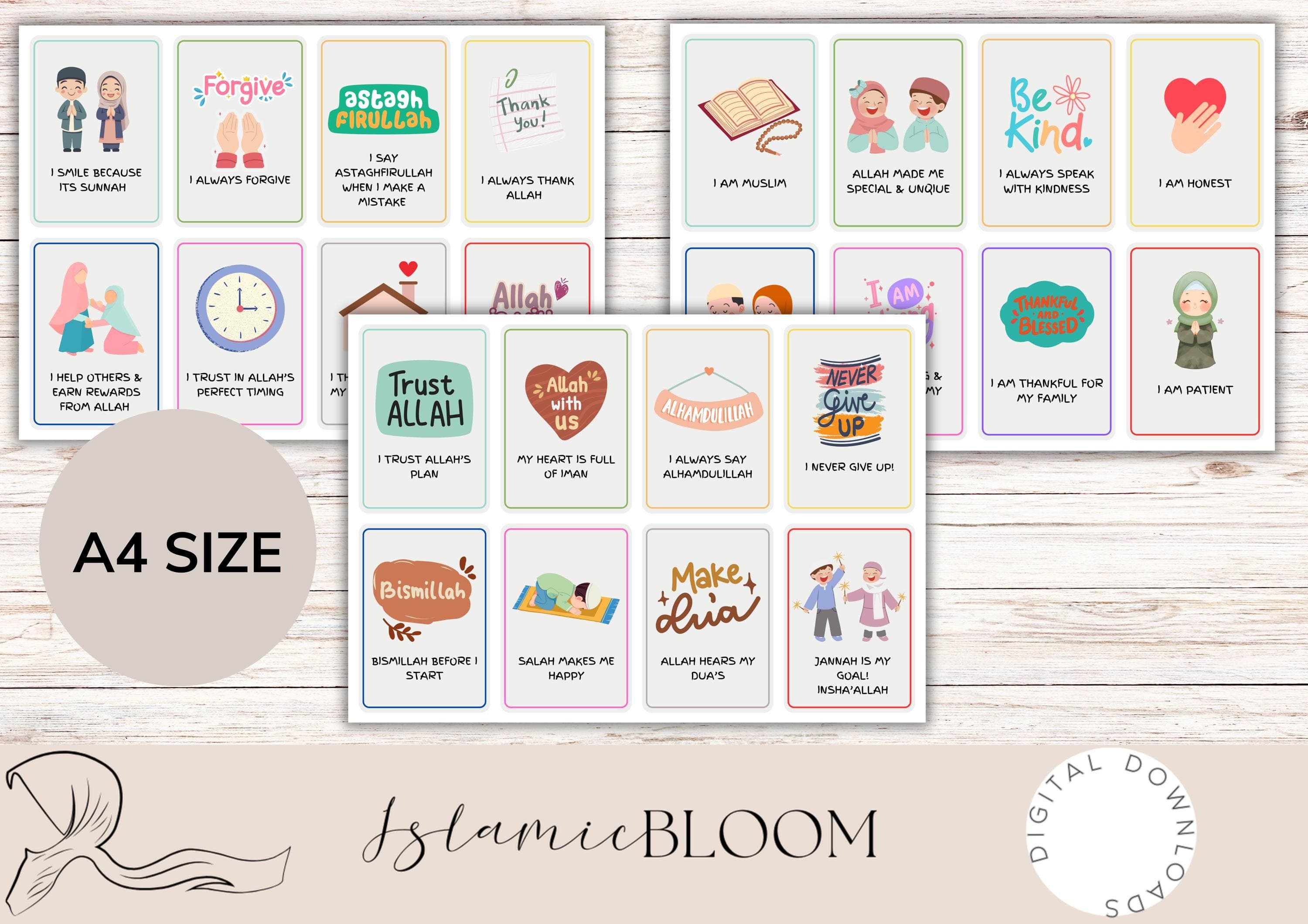 Islamic Kids Affirmation Cards – Faith-Based, Positive Mindset (A4 Printable) Ramadan Activity - image 4