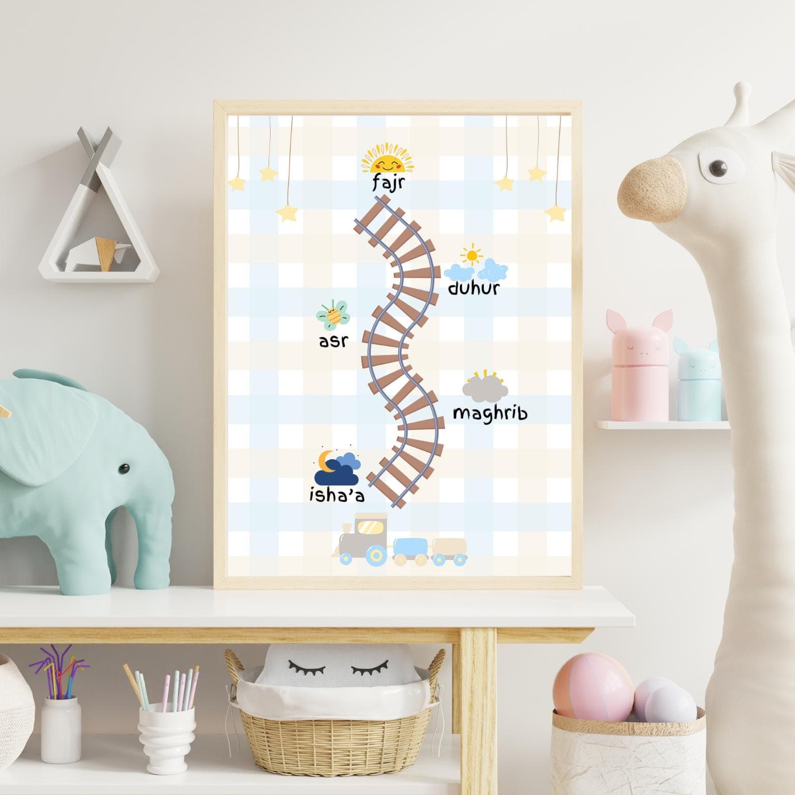 Muslim Prayer Times Train Art | Islamic Nursery Decor (Digital Download) - image 4