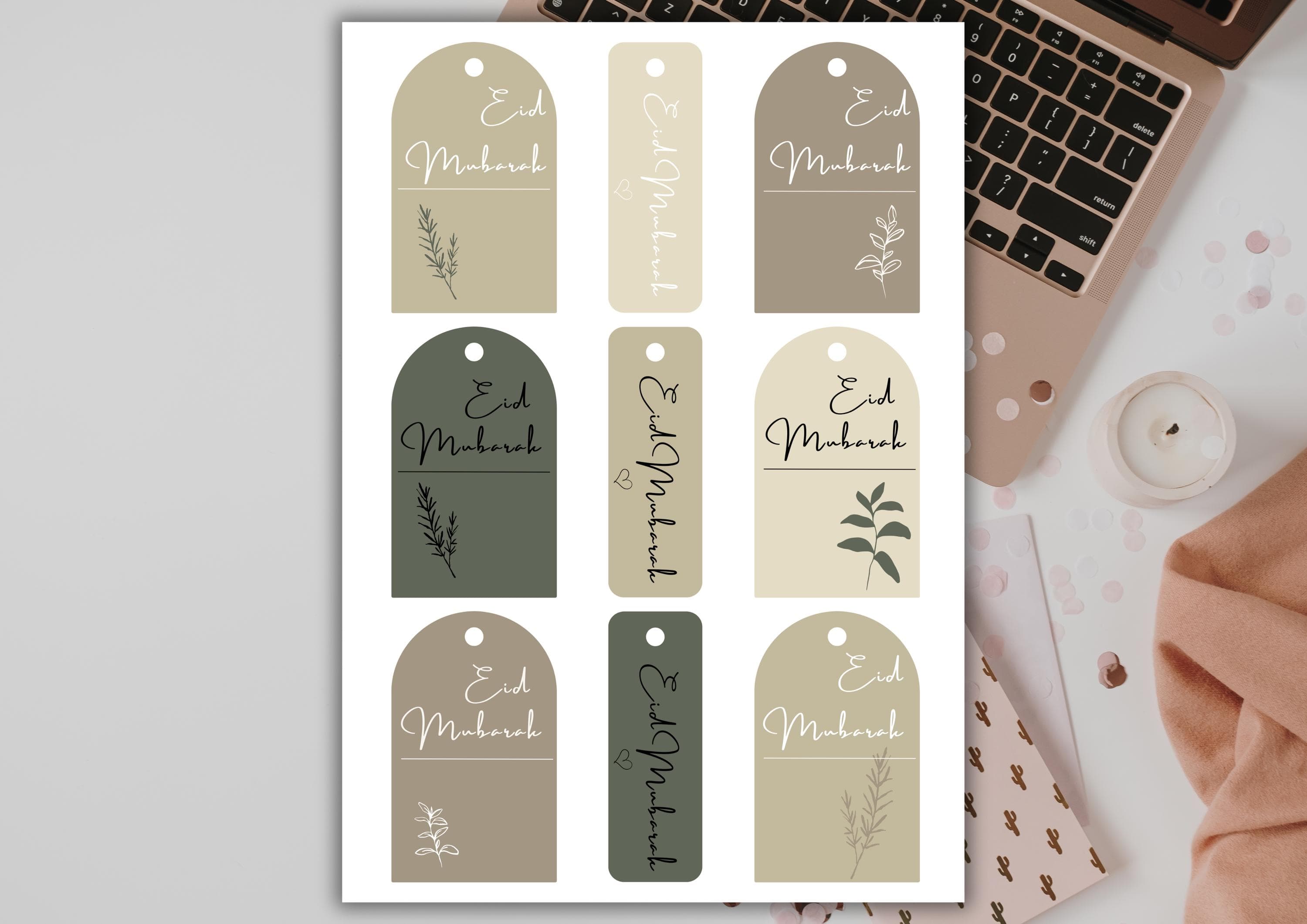 Eid Mubarak Gift Tags | Minimalist Design Printable Digital Download (A4) - image 5