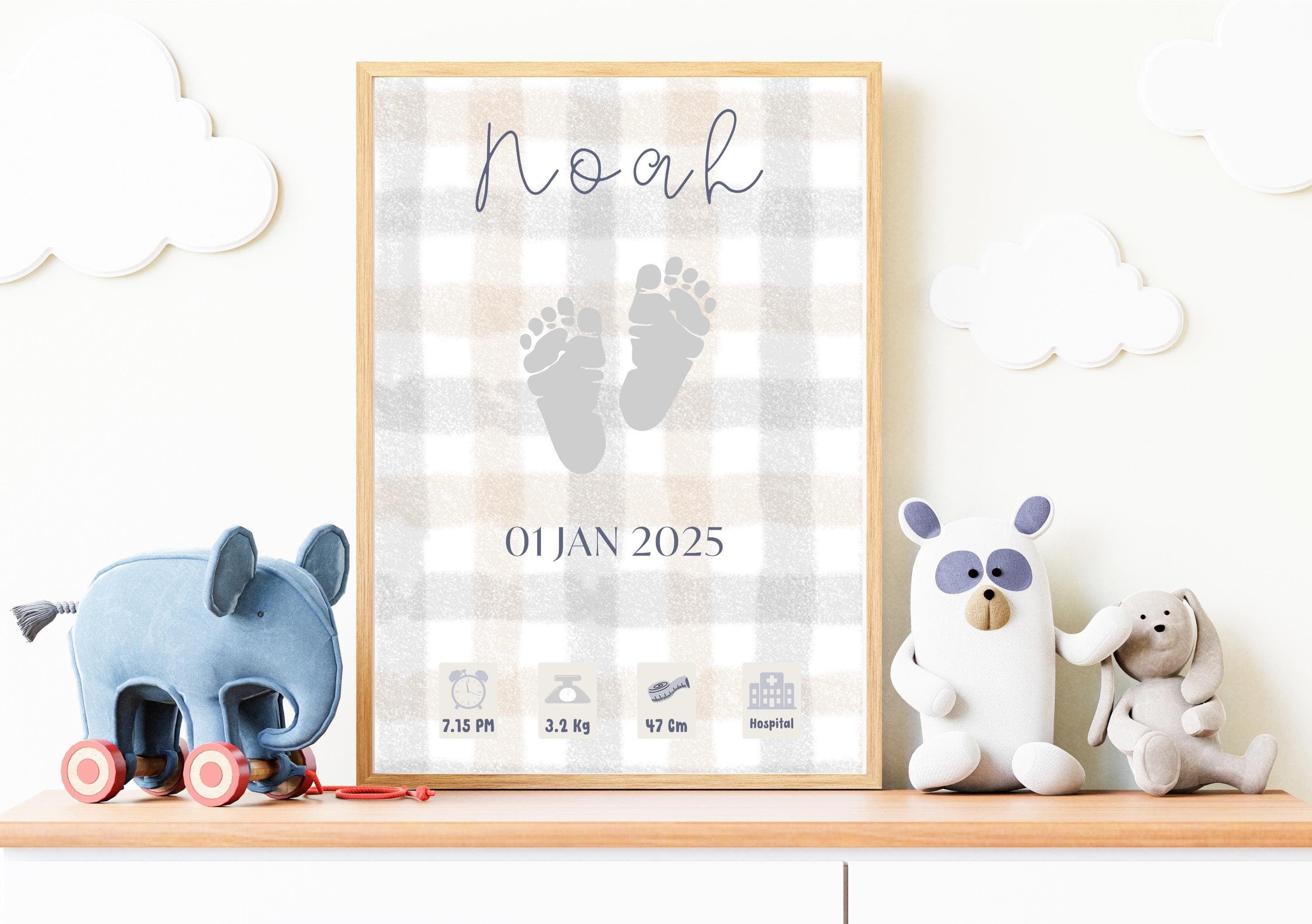Personalized Baby Birth Stats Print: Neutral Nursery Decor (Digital PDF)