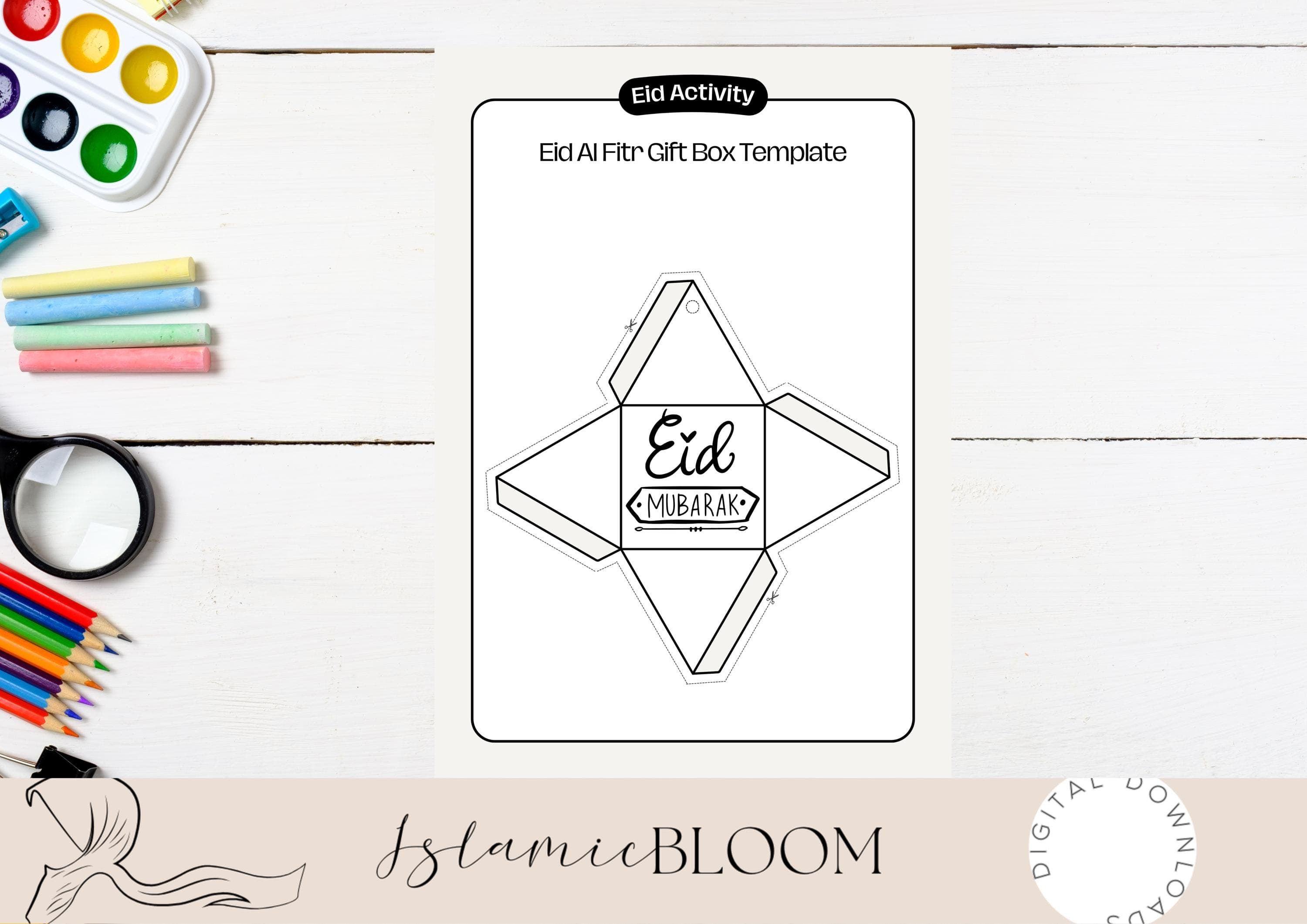 DIY Eid Mubarak Gift Box Template | Kids Coloring Activity (Digital Download) - image 4